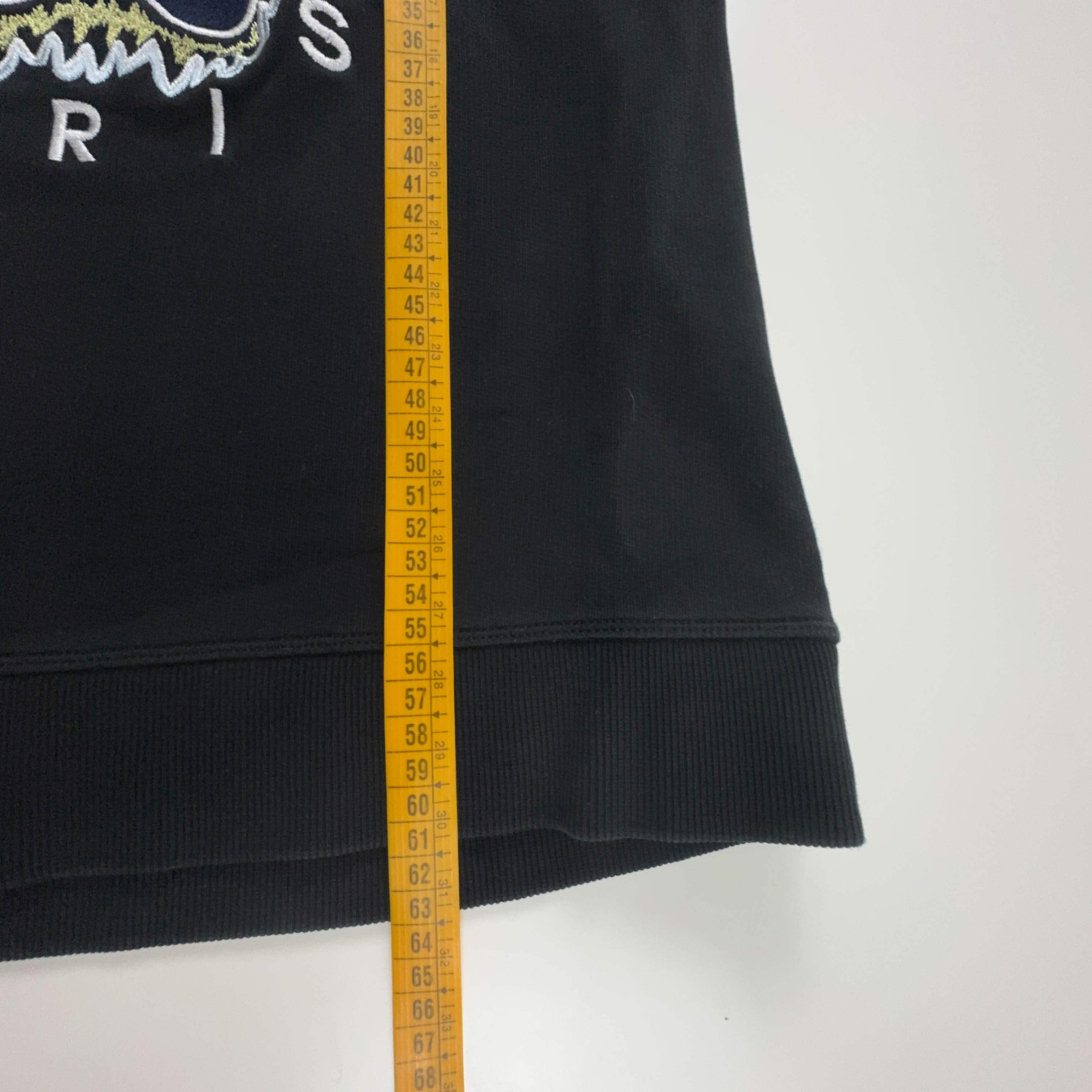 Felpa Kenzo nera a girocollo in cotone con ricamo frontale grande - Taglia S uomo