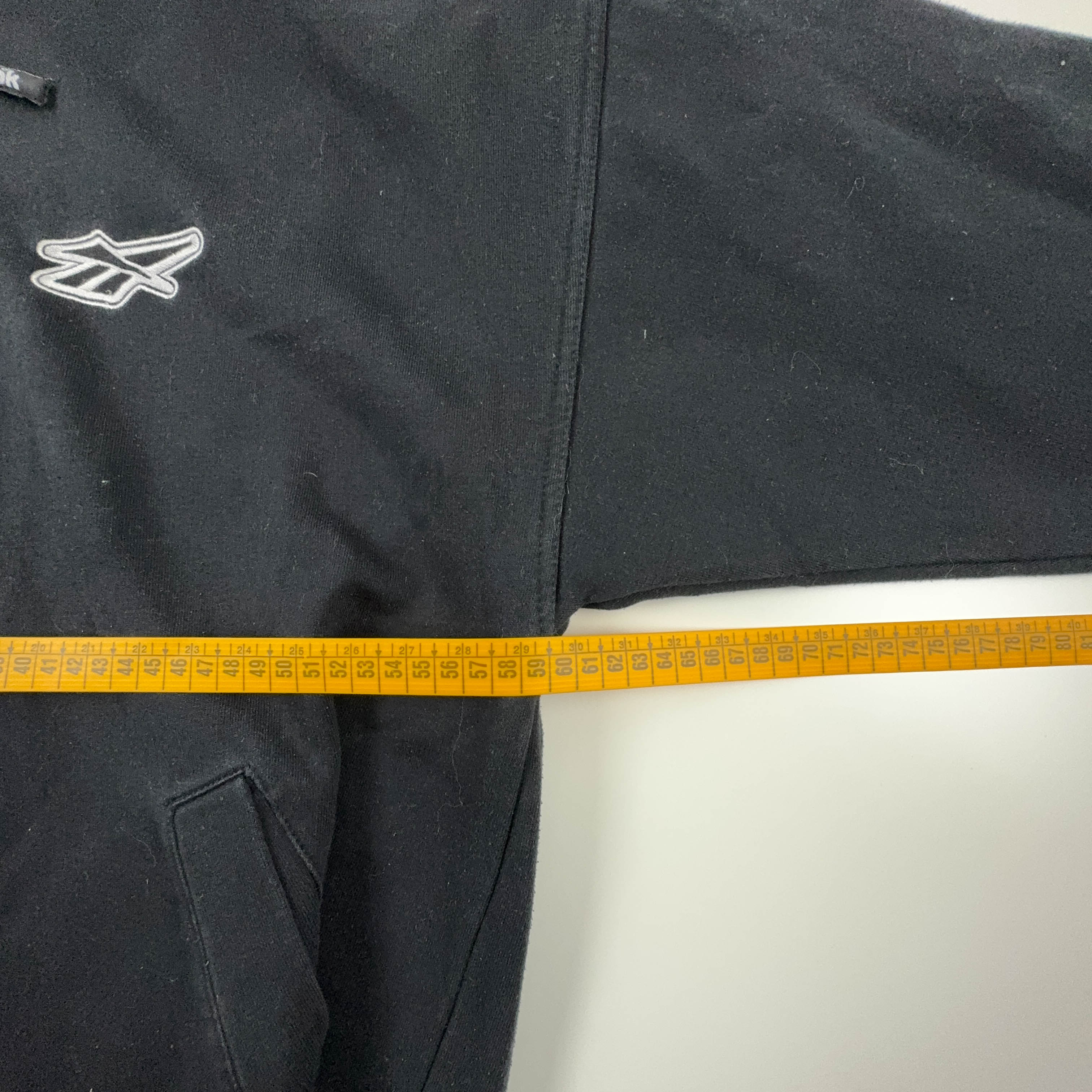 Felpa Reebok Vintage nera con zip e cappuccio anni 90 - Taglia L/XL uomo