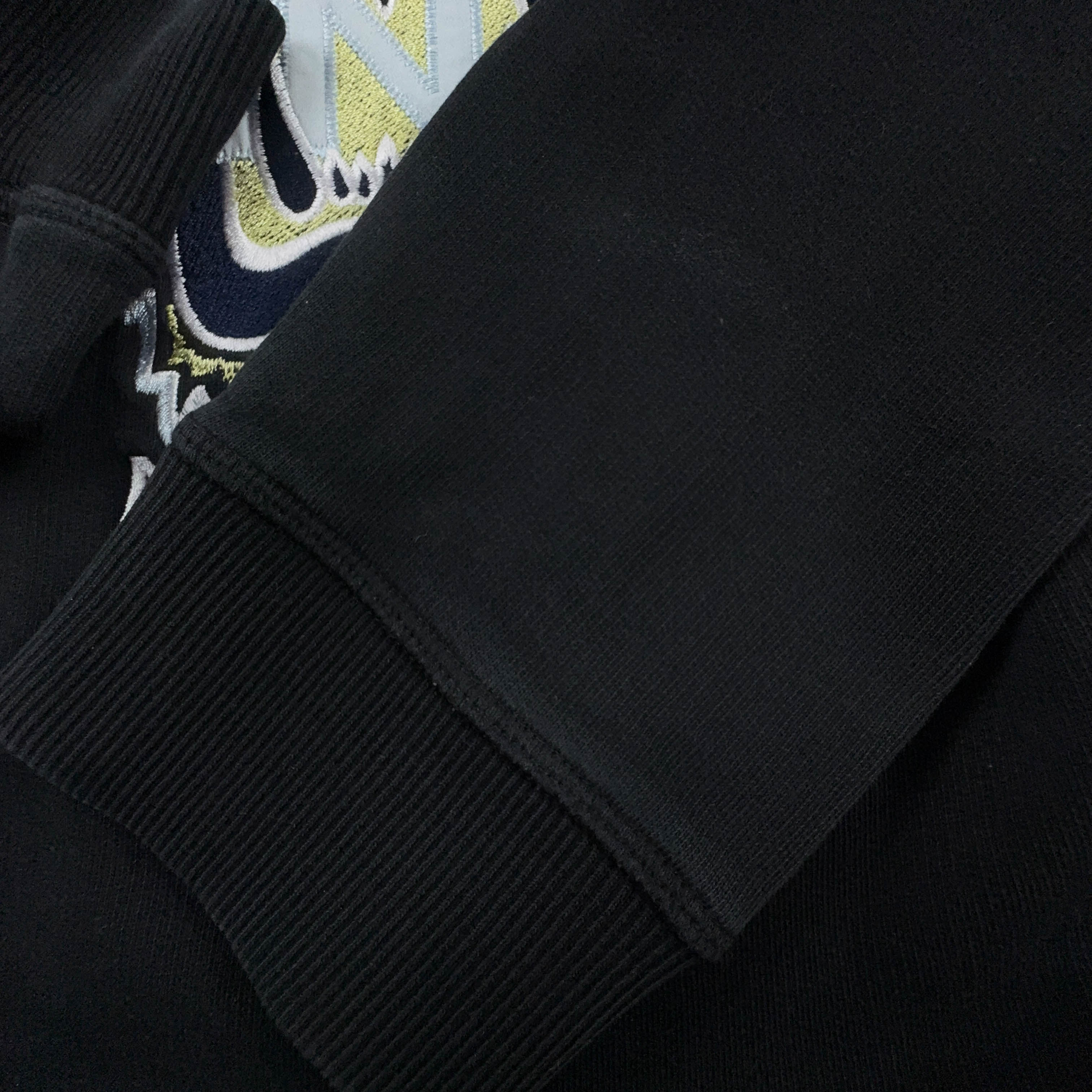 Felpa Kenzo nera a girocollo in cotone con ricamo frontale grande - Taglia S uomo