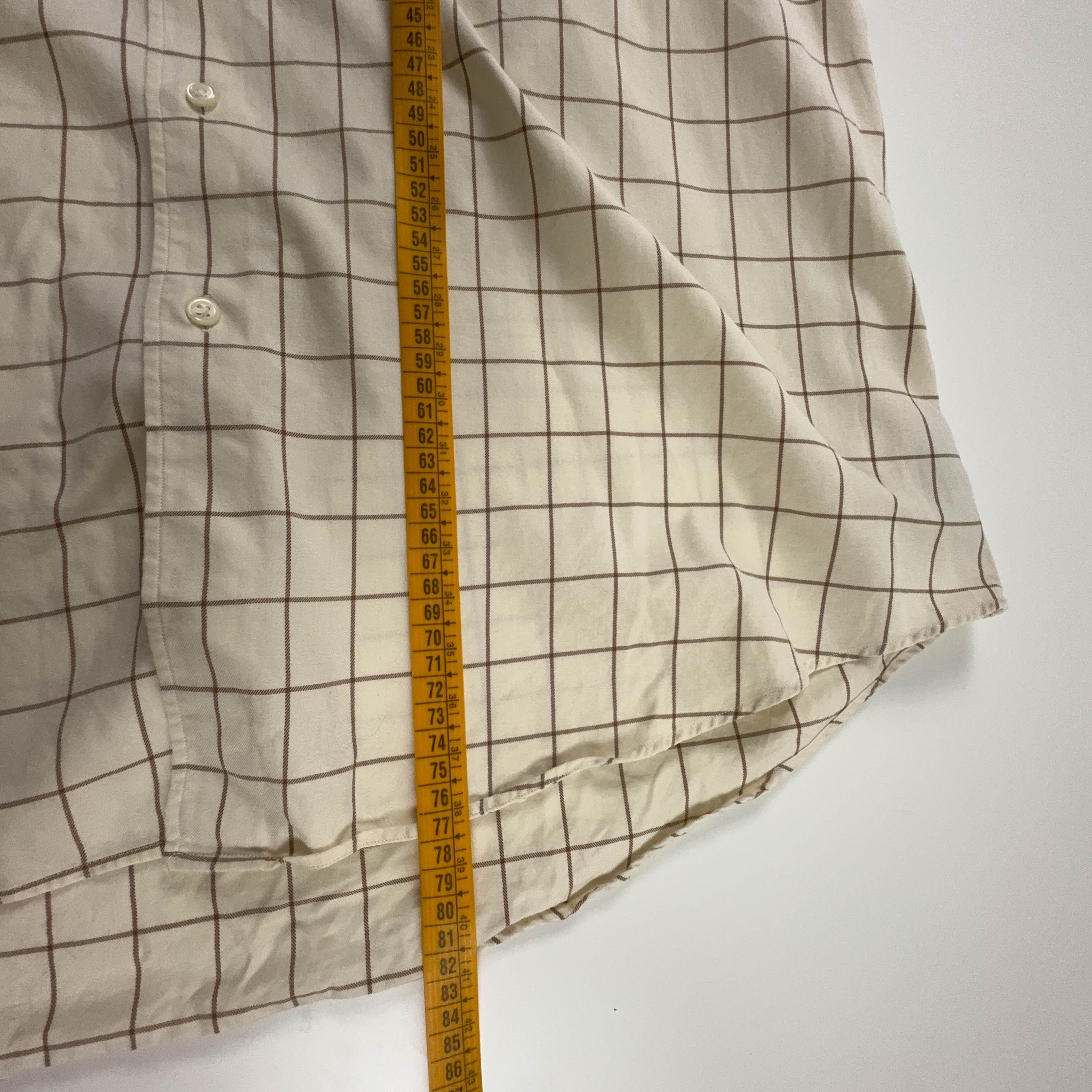 Camicia Ralph Lauren crema a quadri in cotone manica lunga - Taglia XXL uomo
