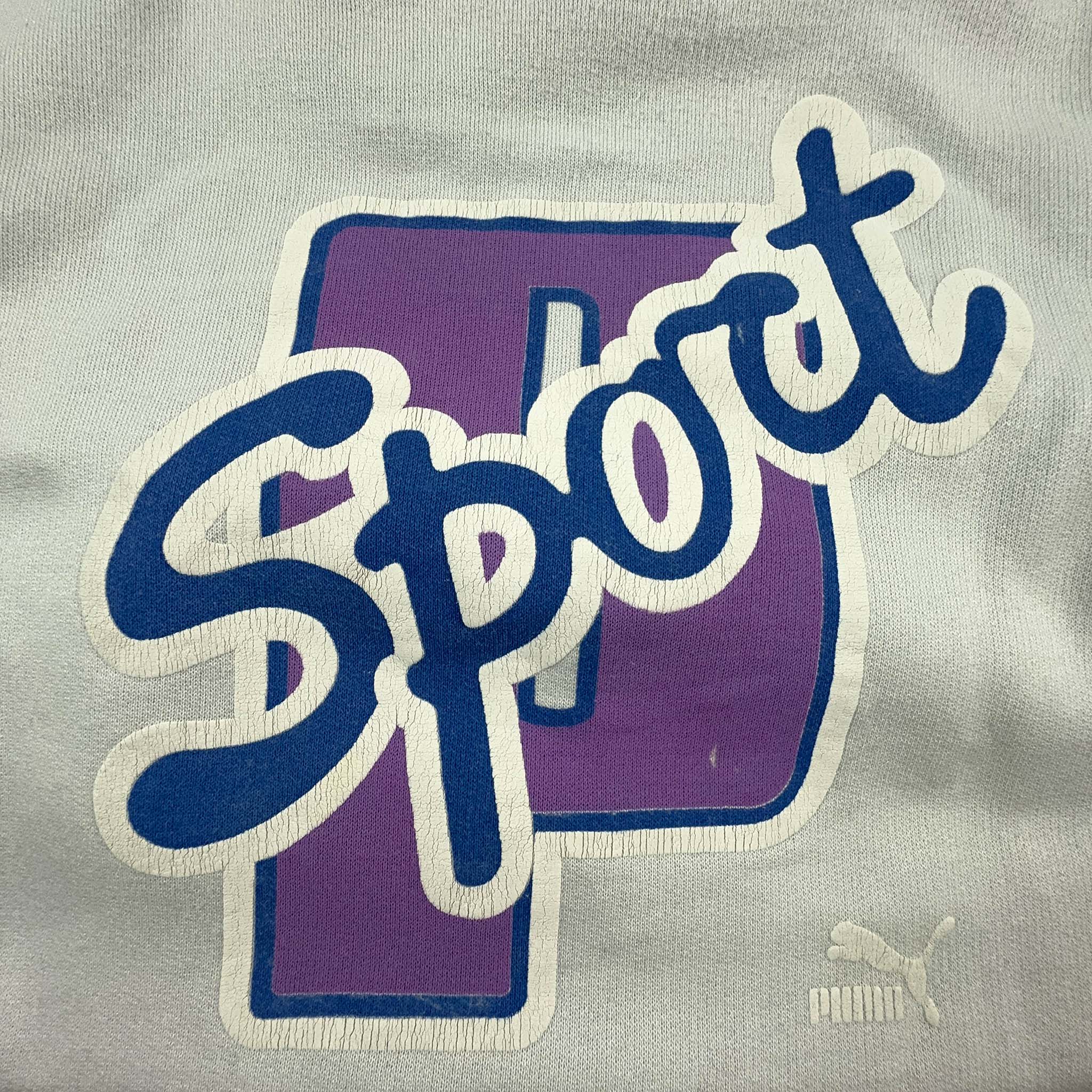 Felpa Puma Sport bianca e blu a girocollo anni 90 - Taglia M uomo