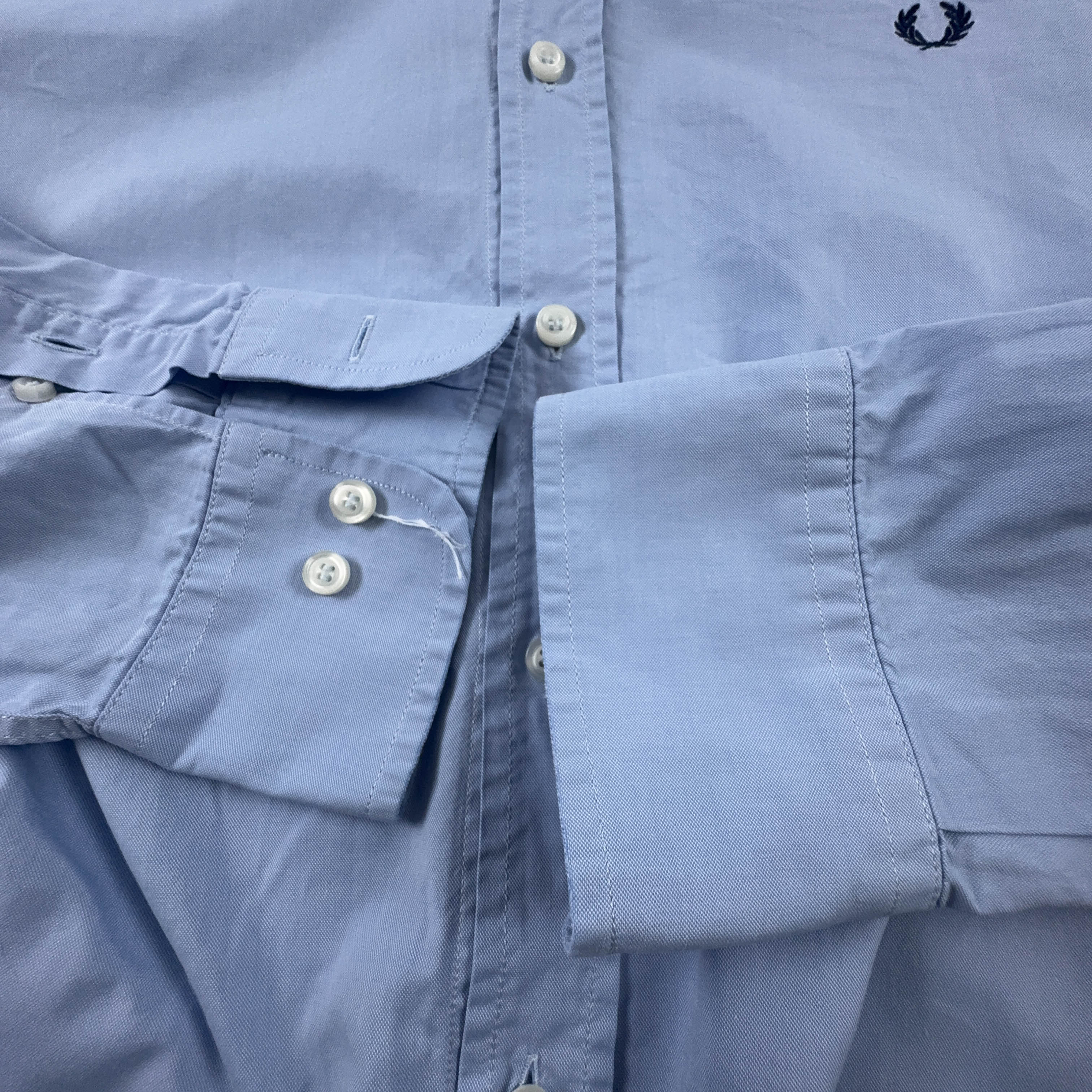 Camicia Fred Perry azzurra a tinta unita in cotone manica lunga slim fit - Taglia XL uomo