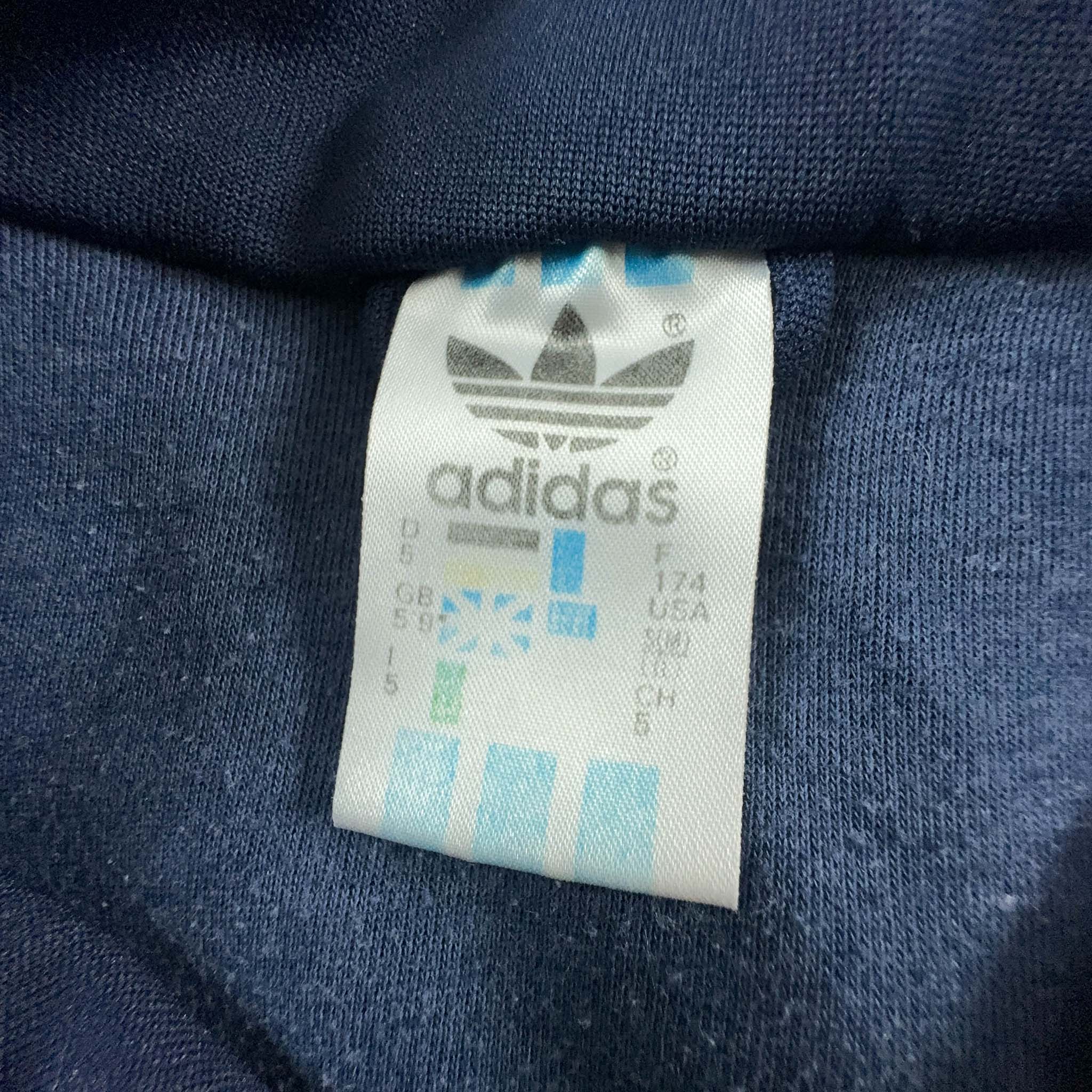 Felpa Adidas Vintage blu scuro con zip anni 80 - Taglia M uomo