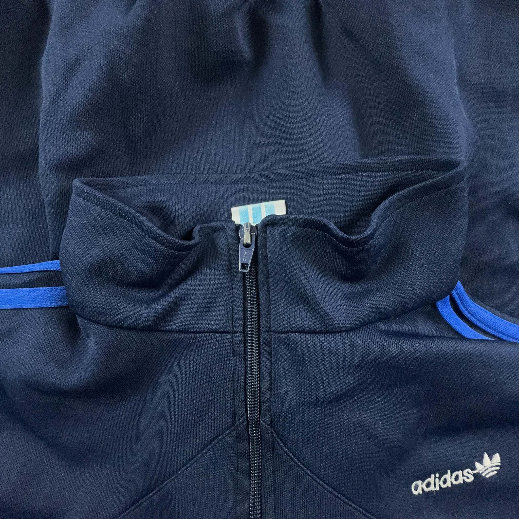 Felpa Adidas Vintage blu scuro con zip anni 80 - Taglia M uomo