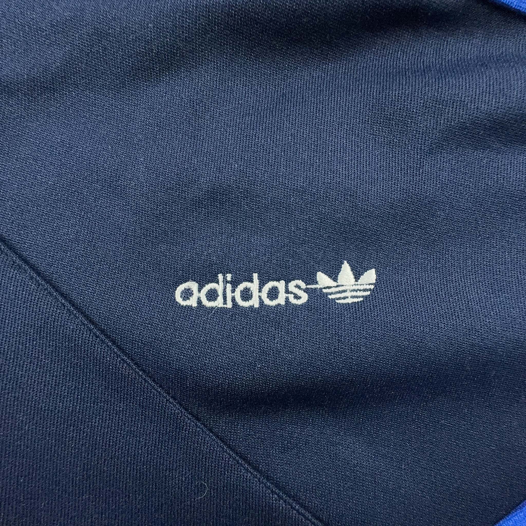 Felpa Adidas Vintage blu scuro con zip anni 80 - Taglia M uomo