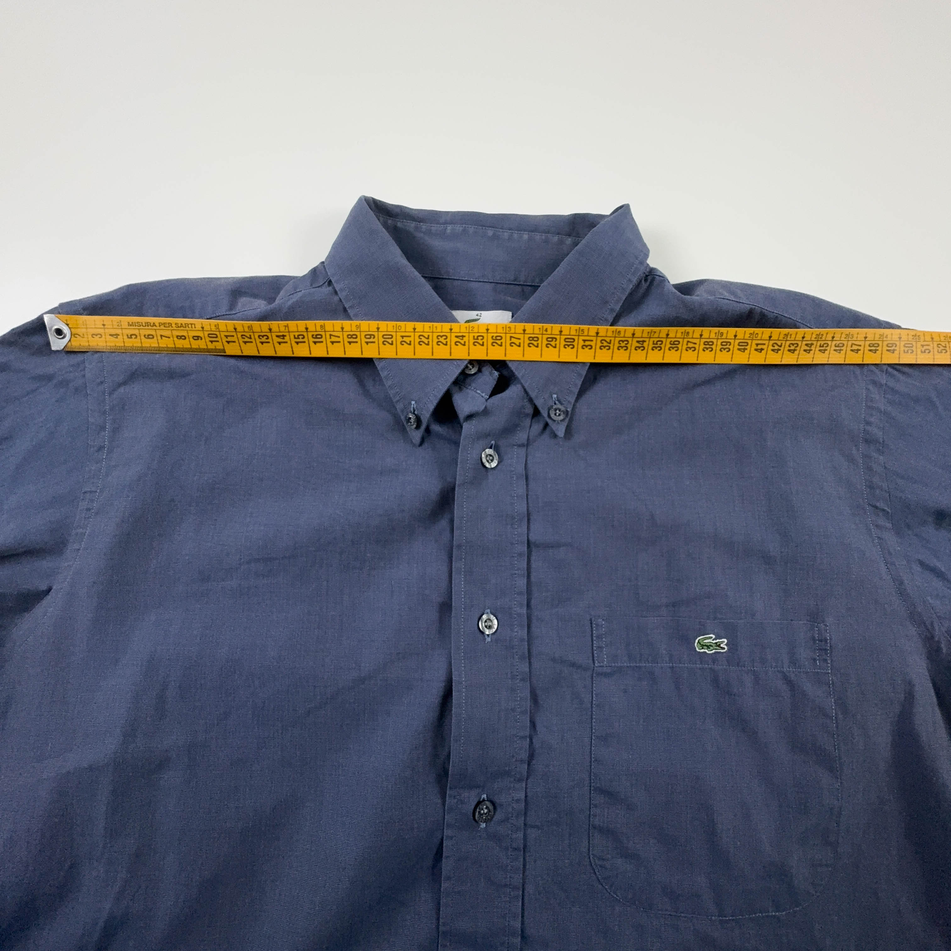 Camicia Lacoste blu a tinta unita manica lunga - Taglia 42 uomo