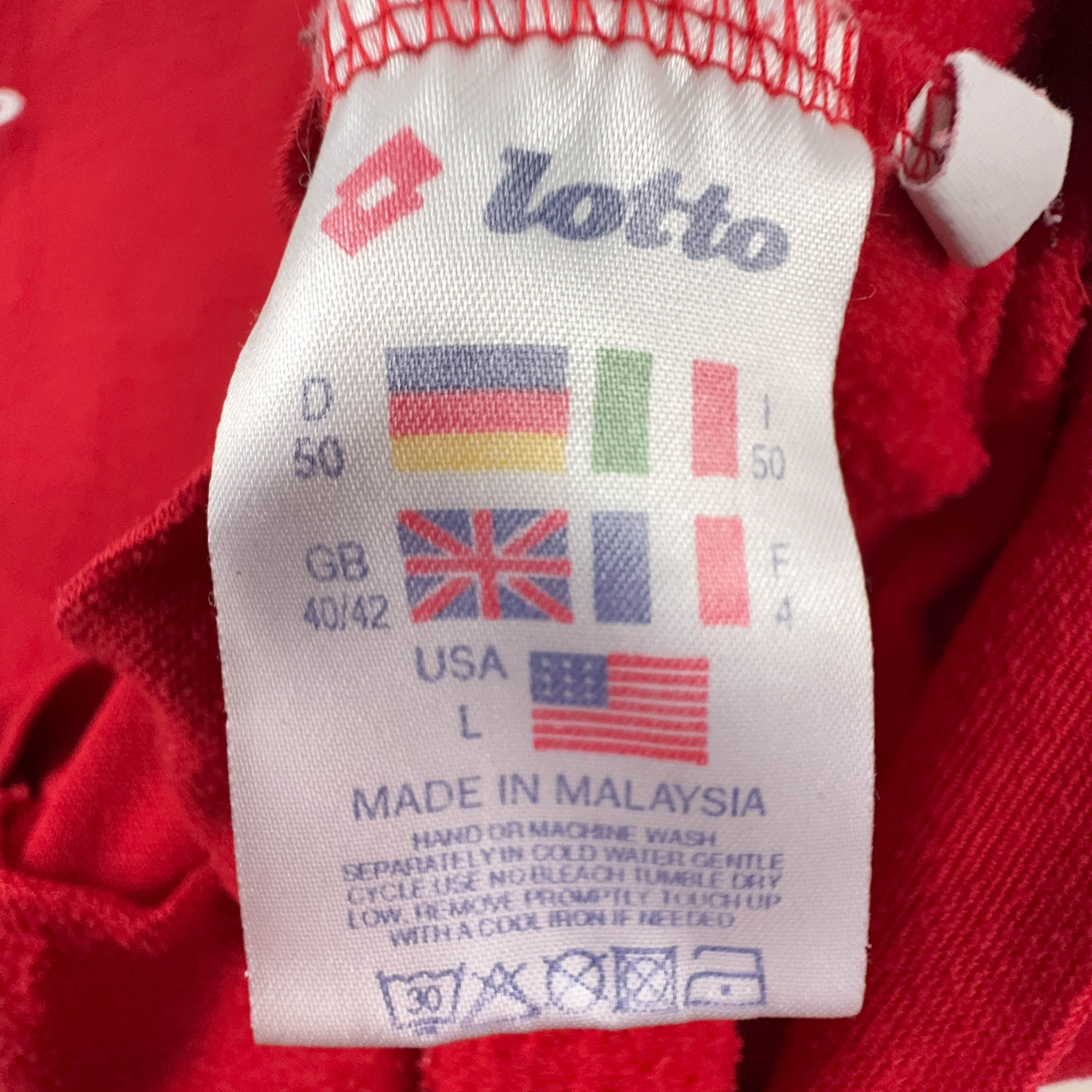 Felpa Lotto Vintage rossa e grigia a girocollo in cotone anni 90 - Taglia 50 uomo