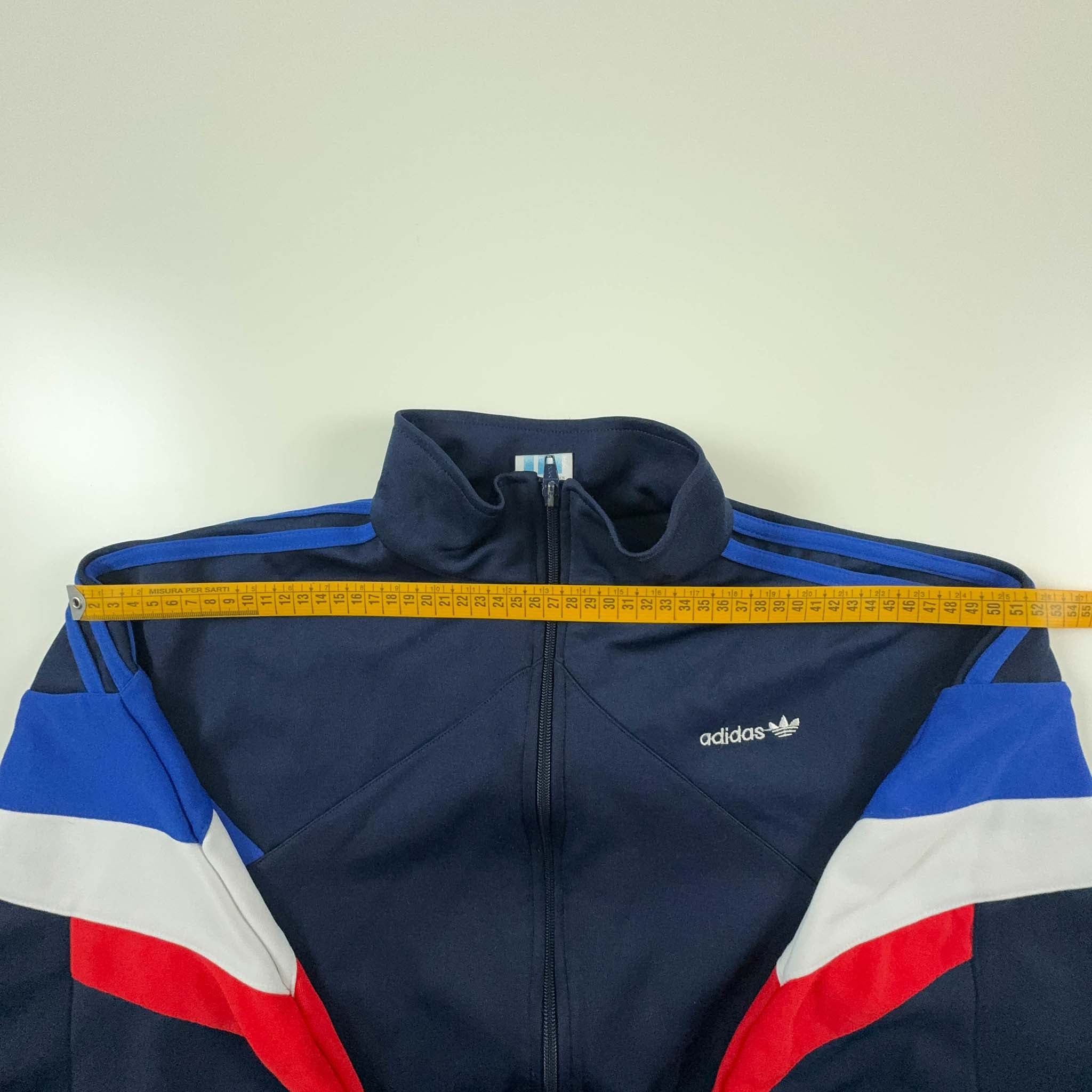 Felpa Adidas Vintage blu scuro con zip anni 80 - Taglia M uomo