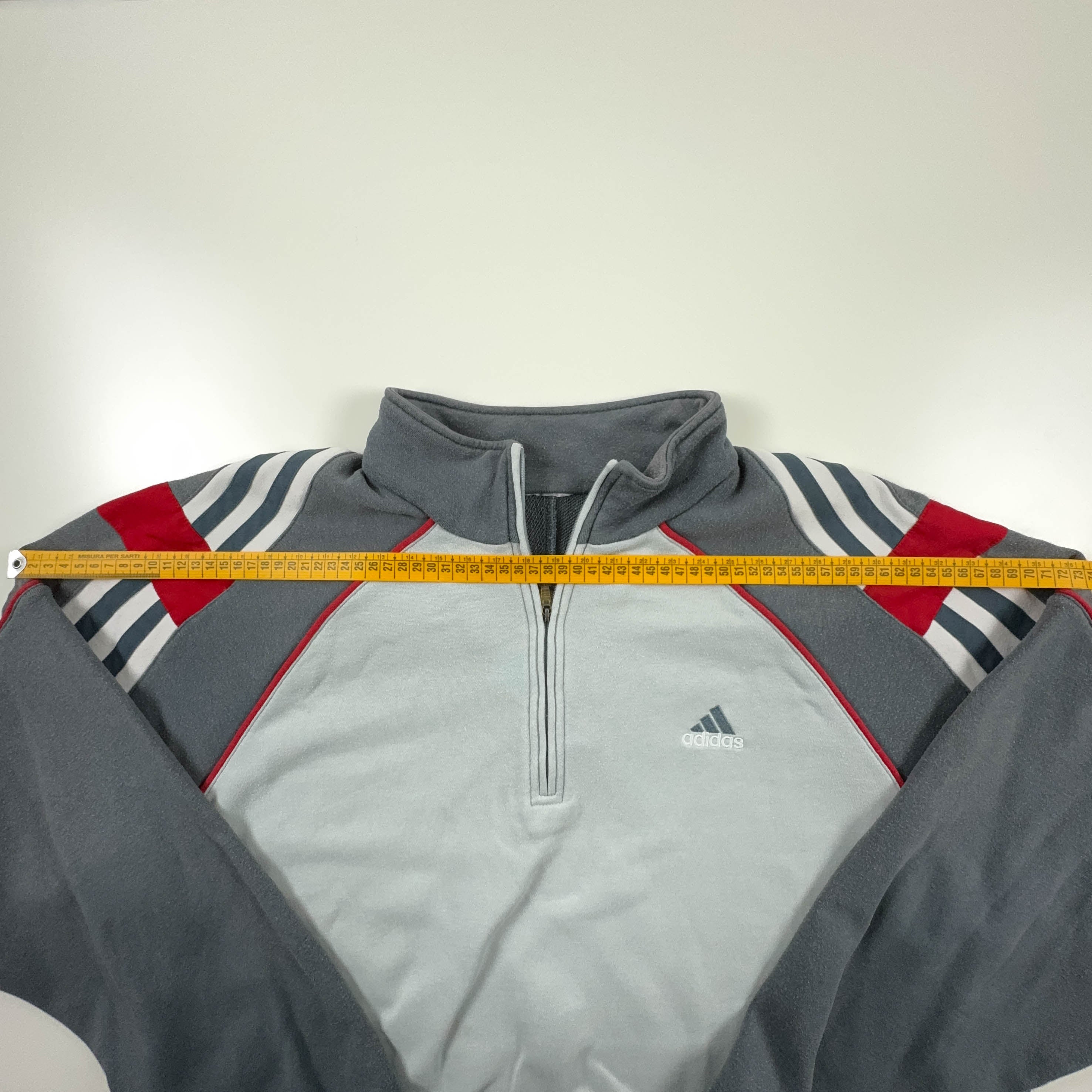 Felpa Adidas Vintage grigia quarter zip anni 2000 - Taglia XL uomo