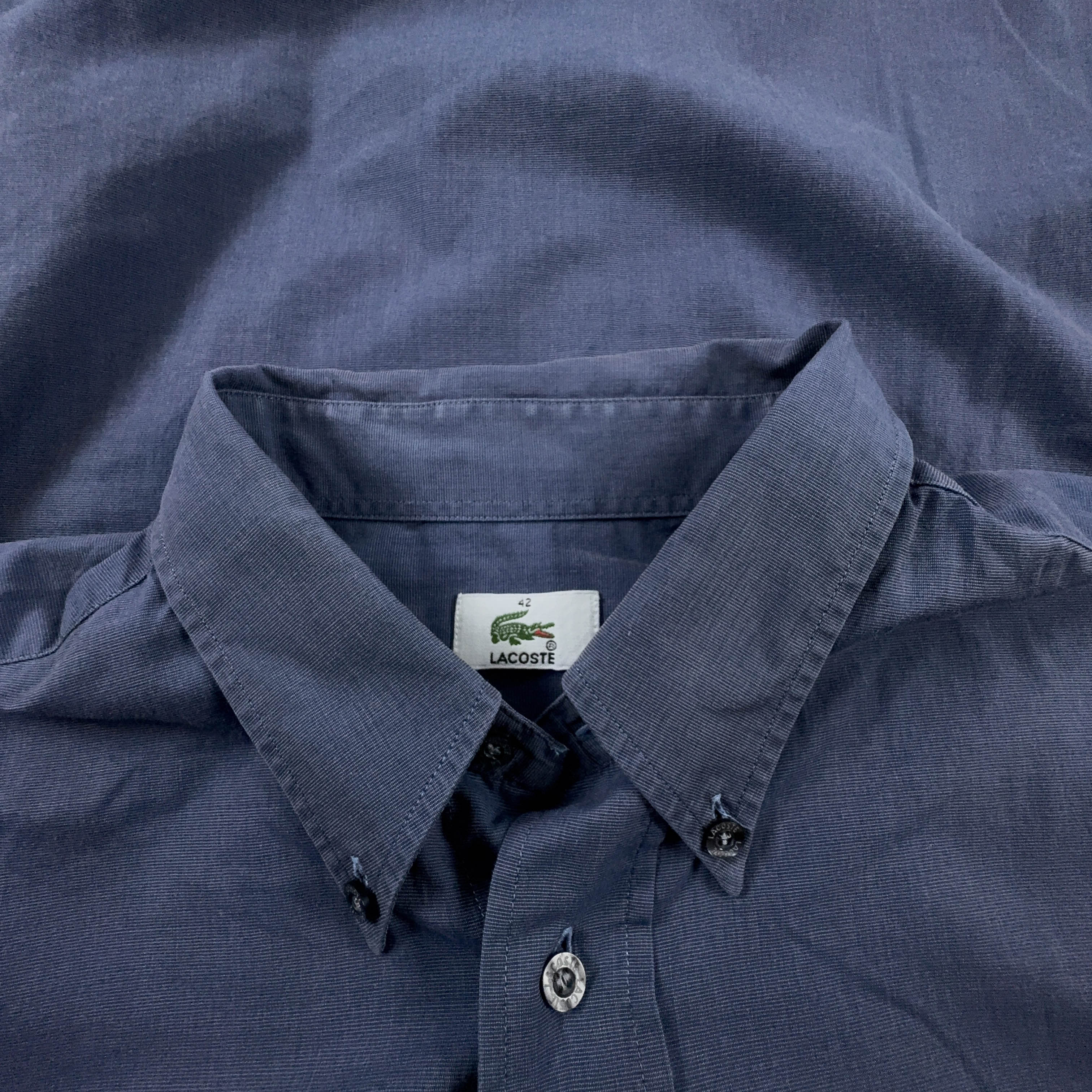 Camicia Lacoste blu a tinta unita manica lunga - Taglia 42 uomo