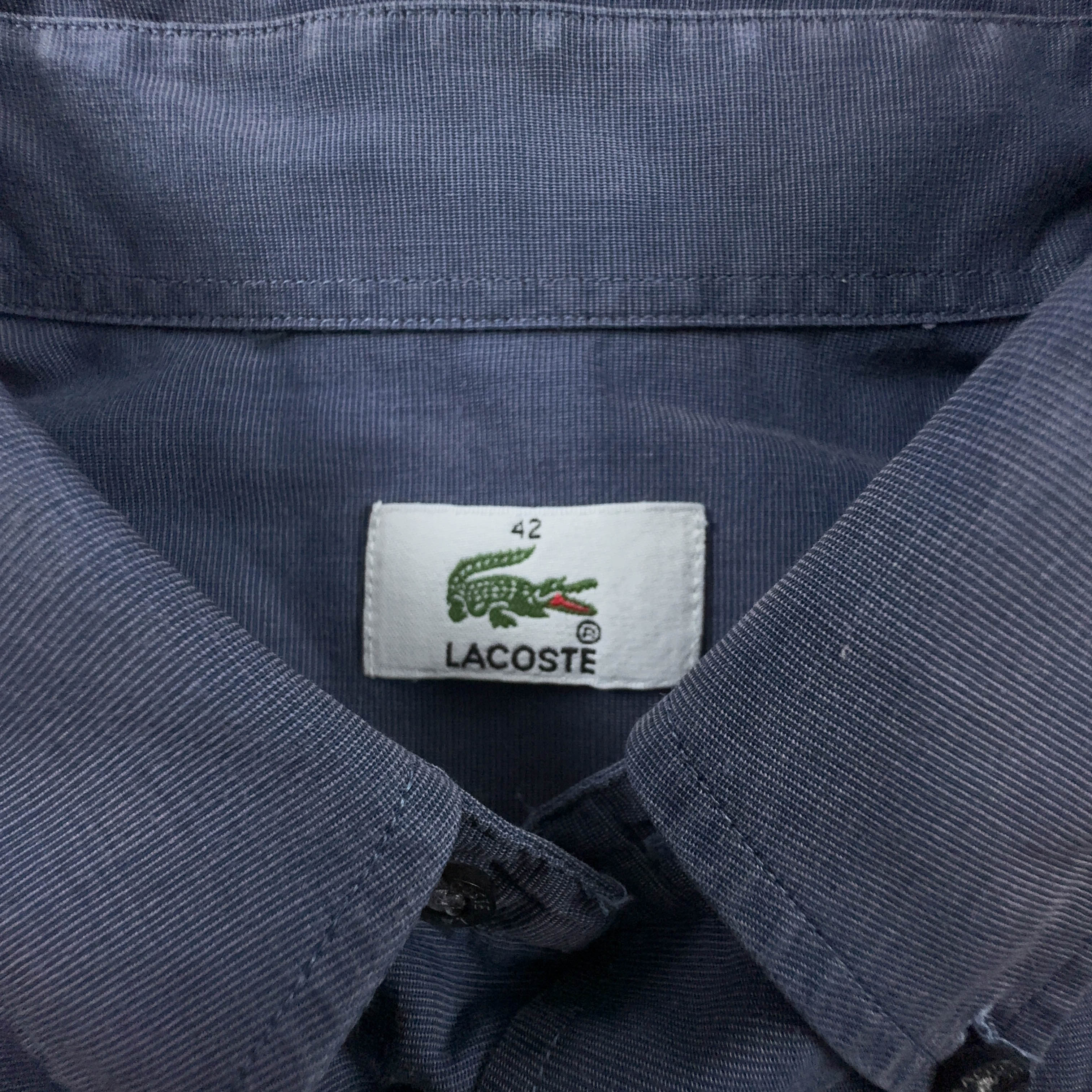 Camicia Lacoste blu a tinta unita manica lunga - Taglia 42 uomo