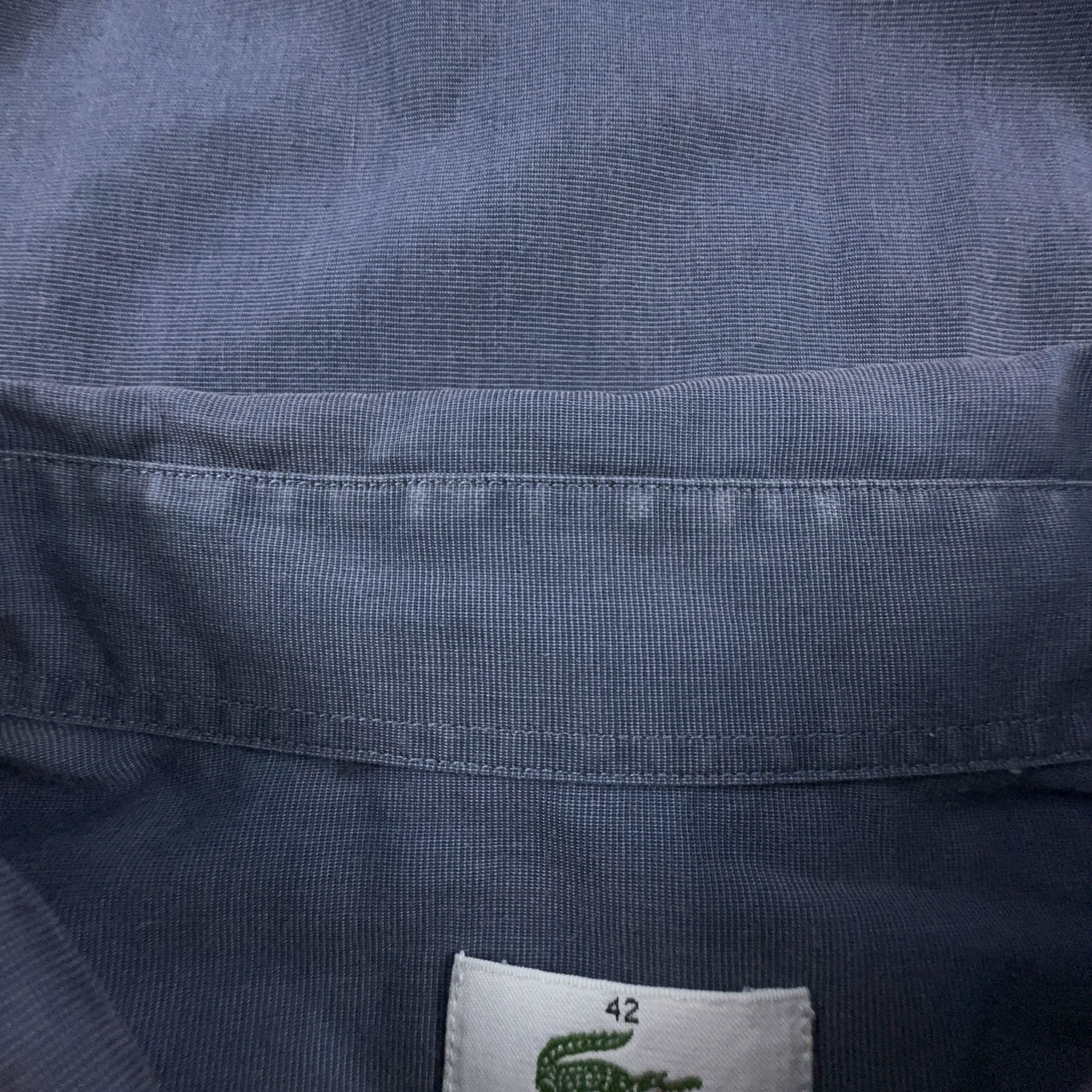 Camicia Lacoste blu a tinta unita manica lunga - Taglia 42 uomo