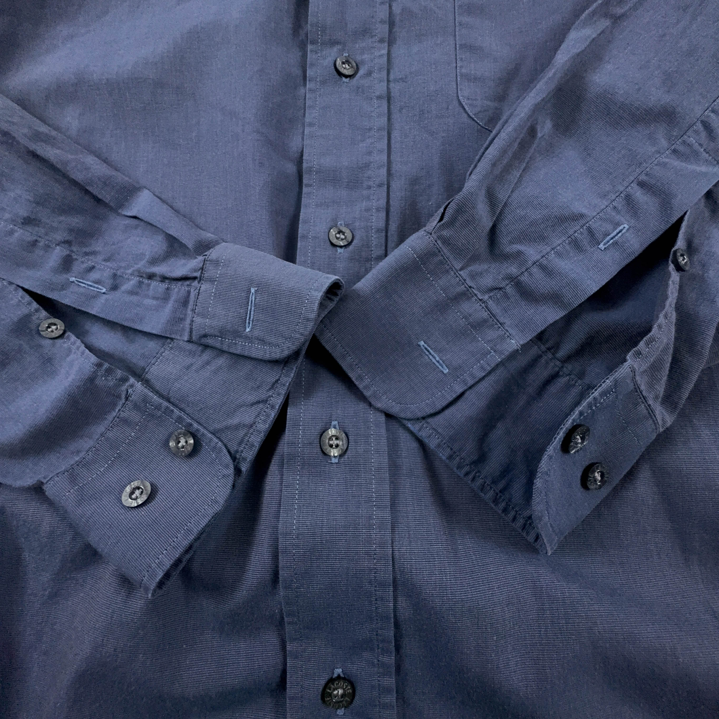 Camicia Lacoste blu a tinta unita manica lunga - Taglia 42 uomo