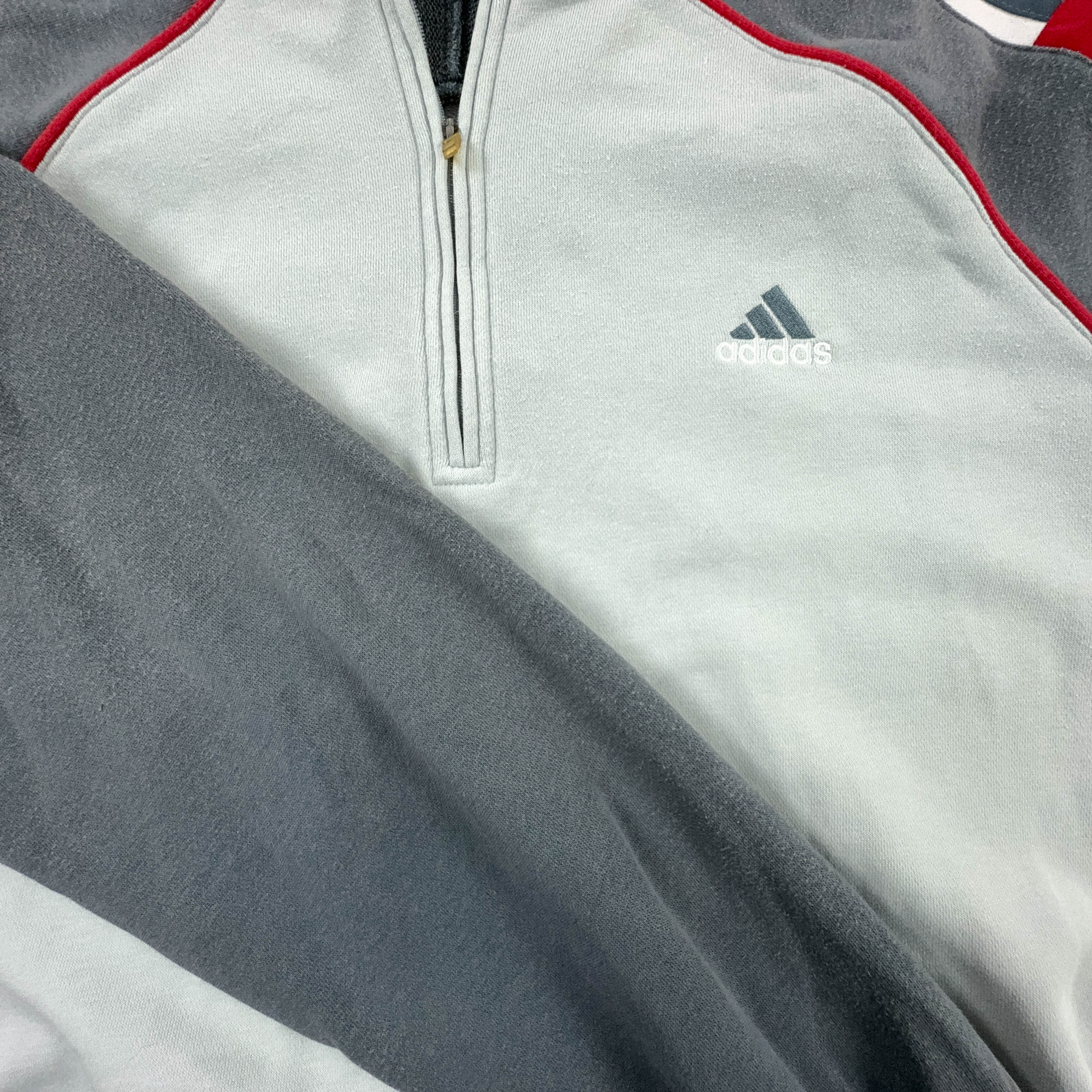 Felpa Adidas Vintage grigia quarter zip anni 2000 - Taglia XL uomo