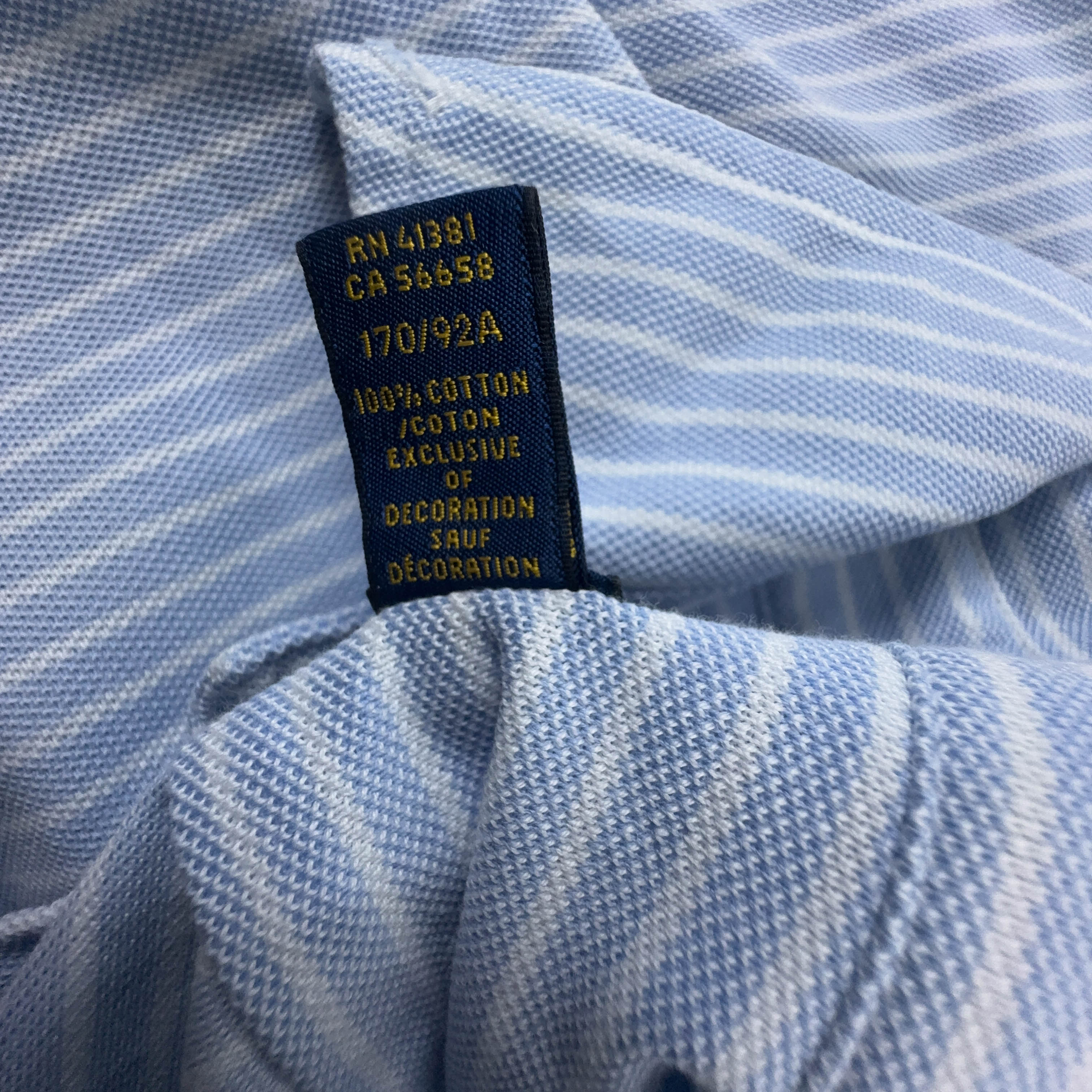 Camicia Ralph Lauren azzurra e bianca a righe in cotone manica lunga - Taglia S uomo
