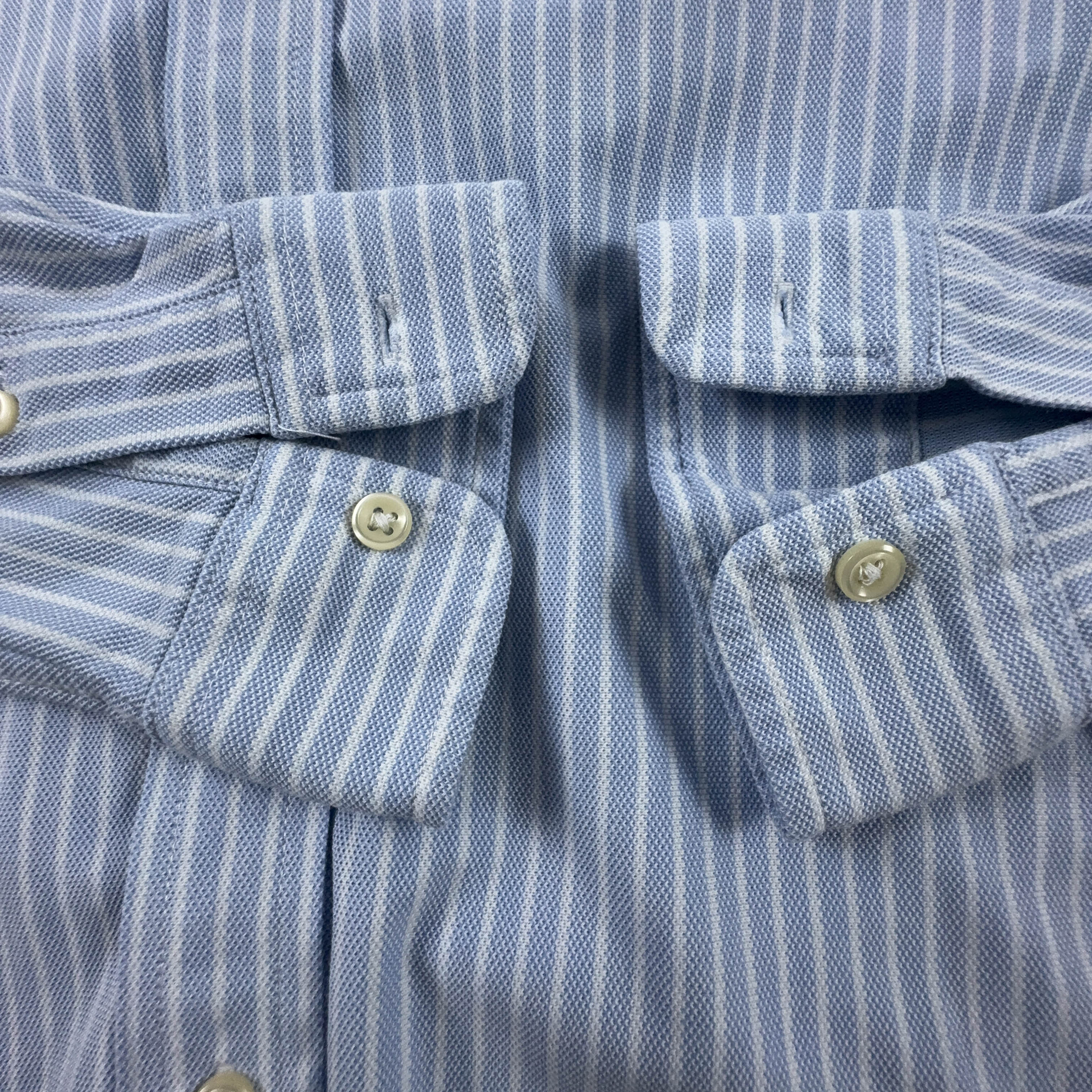 Camicia Ralph Lauren azzurra e bianca a righe in cotone manica lunga - Taglia S uomo