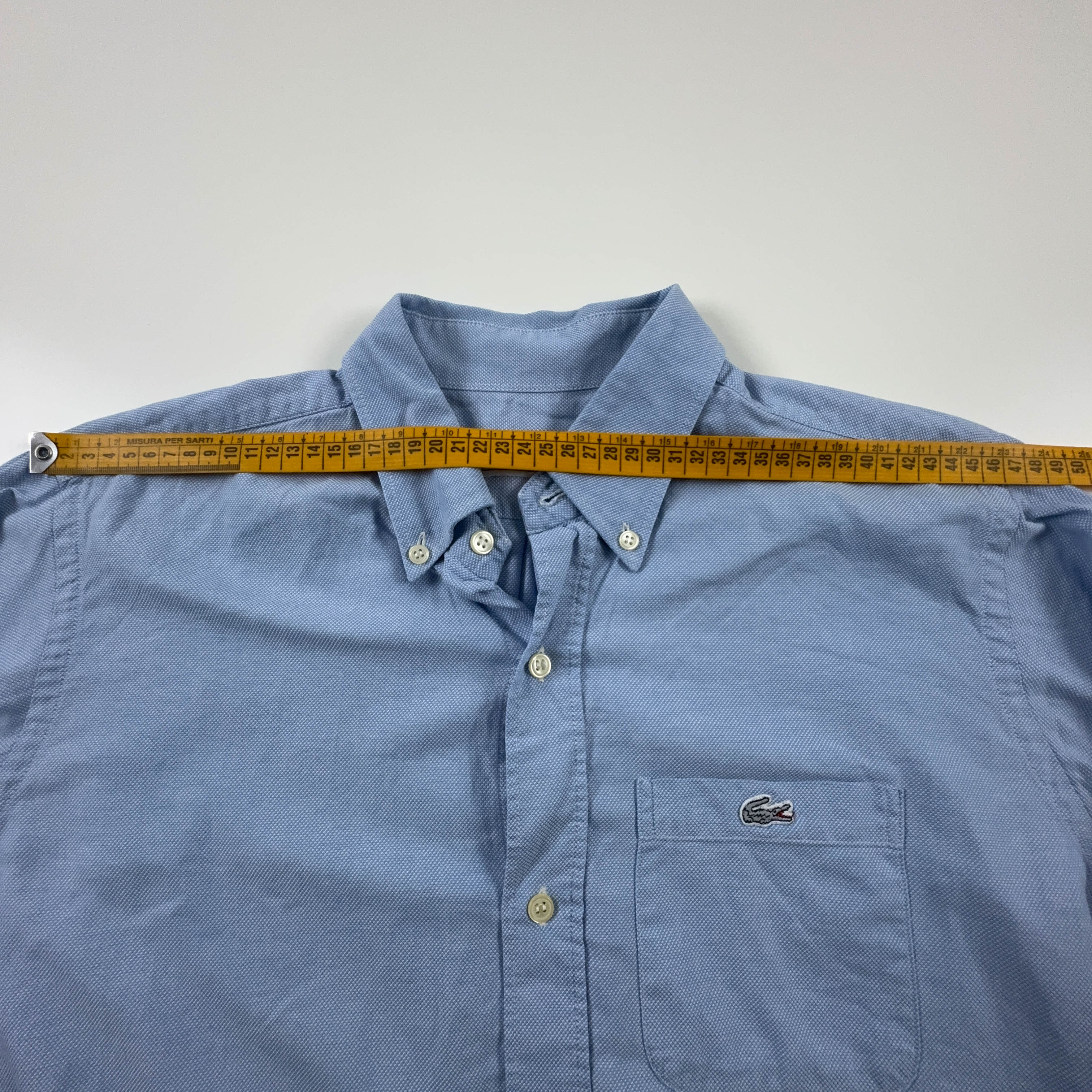 Camicia Lacoste azzurra a tinta unita manica lunga - Taglia M uomo