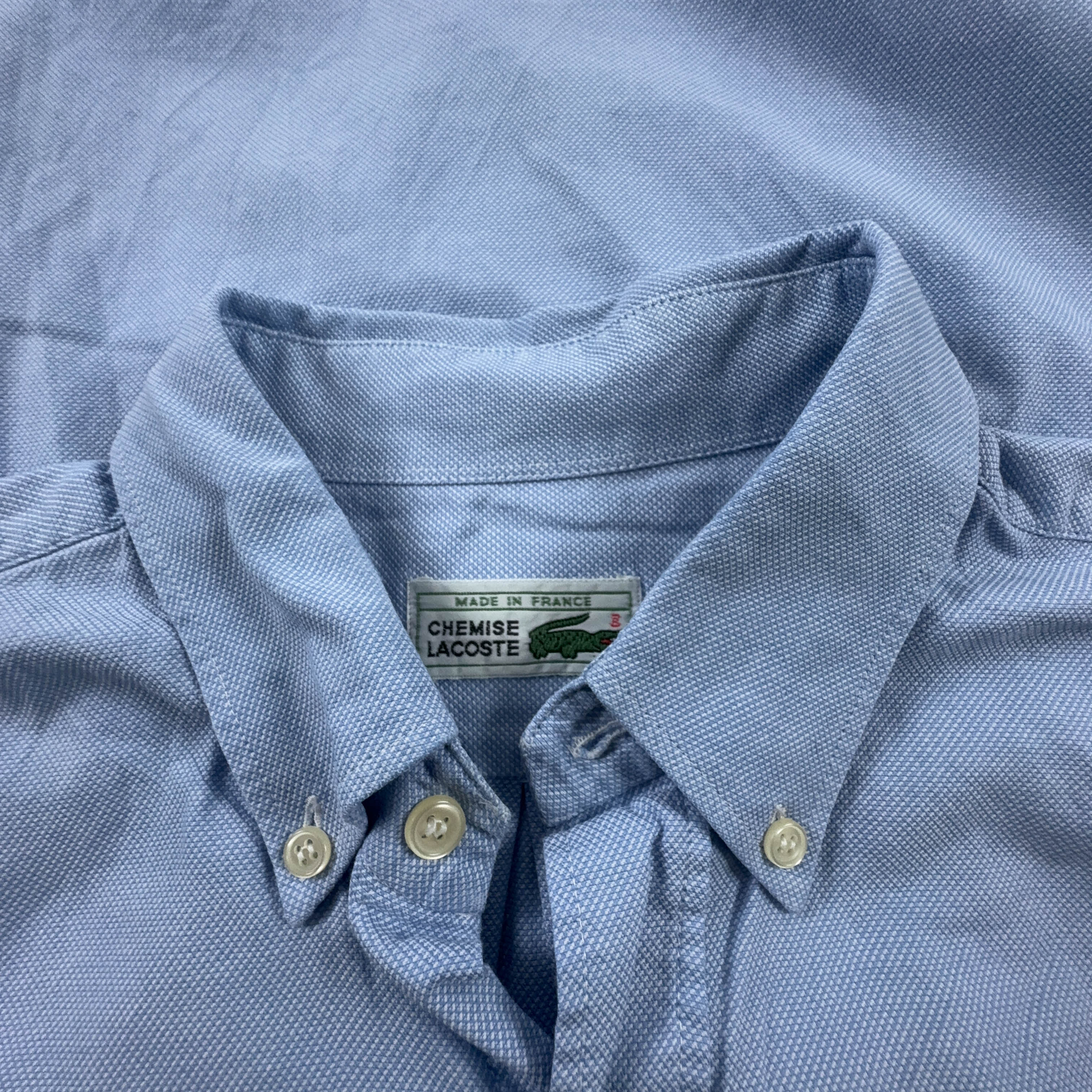 Camicia Lacoste azzurra a tinta unita manica lunga - Taglia M uomo