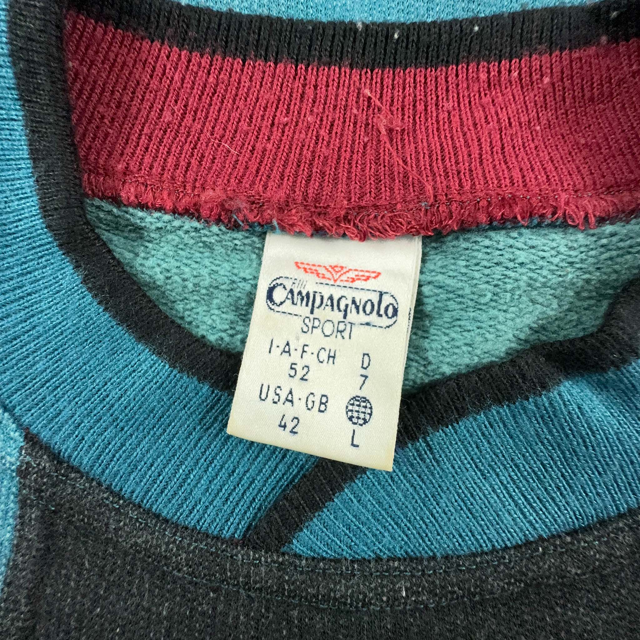 Felpa Campagnolo Vintage verde e grigia a girocollo - Taglia L/XL uomo