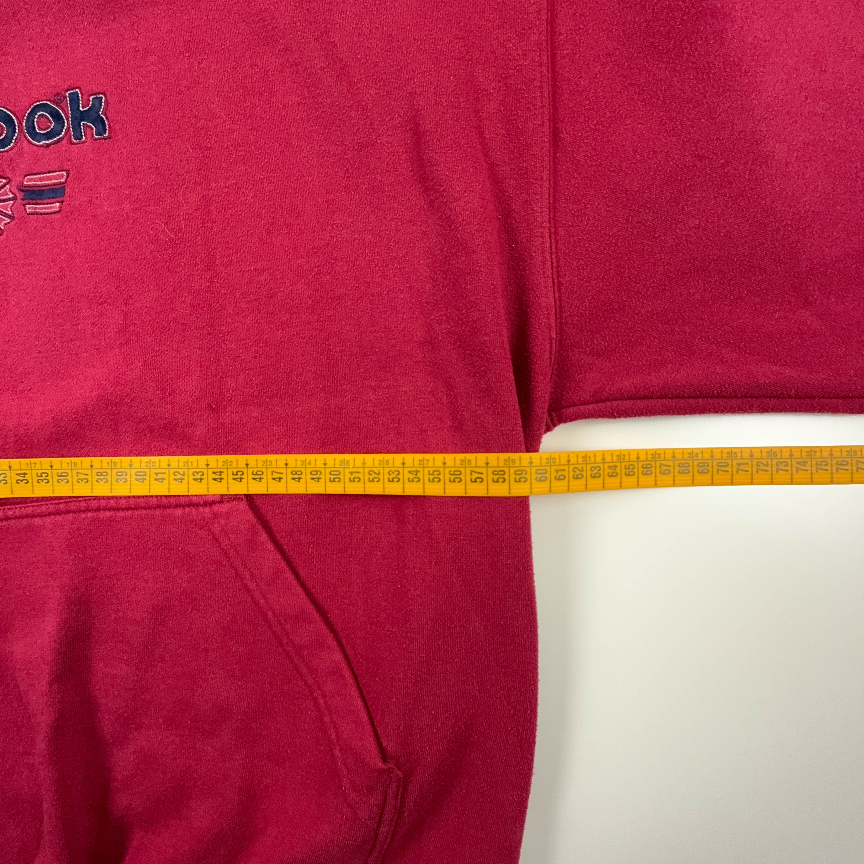 Felpa Reebok Vintage rossa con cappuccio e logo ricamato anni 90 - Taglia L/XL uomo