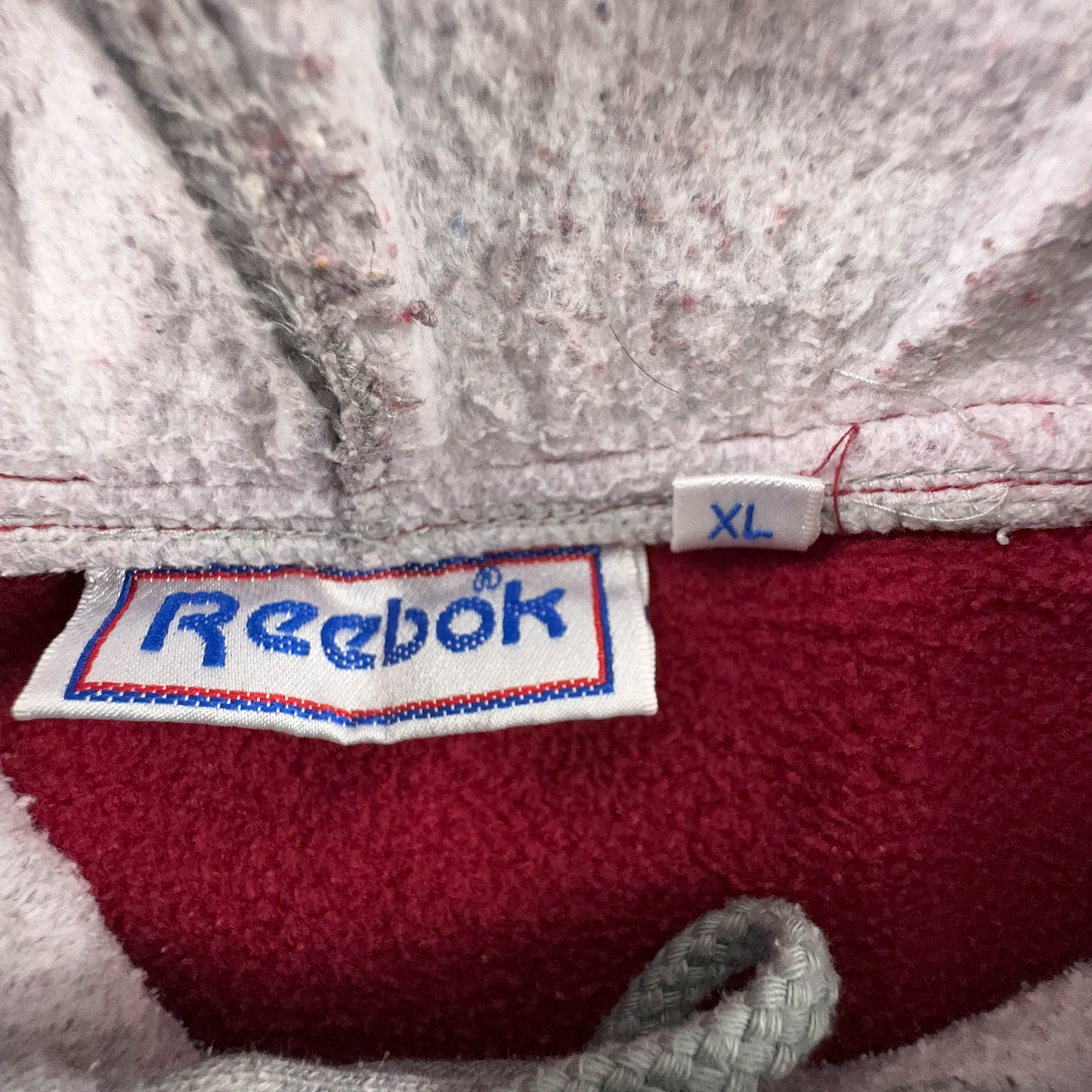 Felpa Reebok Vintage rossa con cappuccio e logo ricamato anni 90 - Taglia L/XL uomo