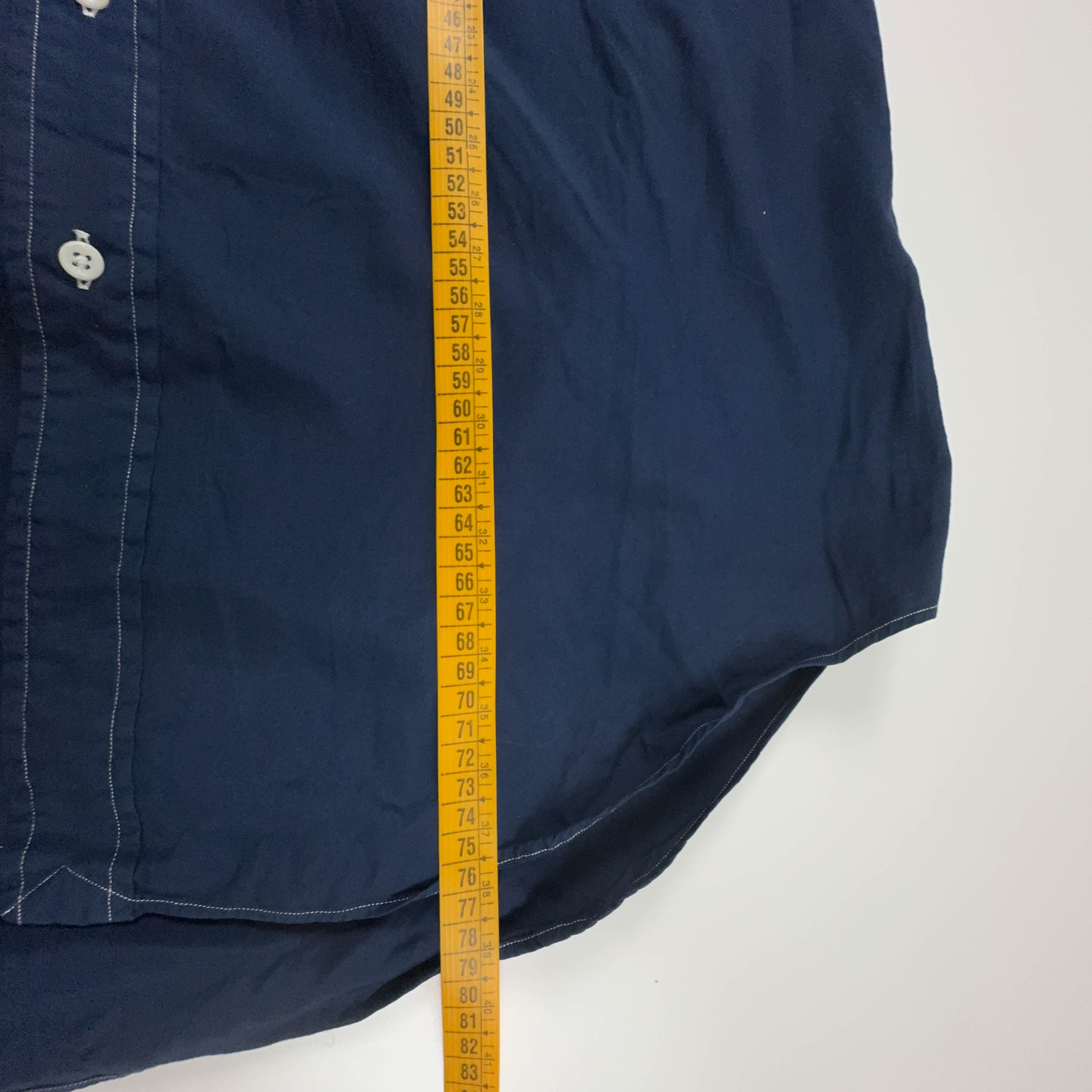 Camicia Ralph Lauren blu scura tinta unita in cotone manica corta - Taglia L/XL uomo