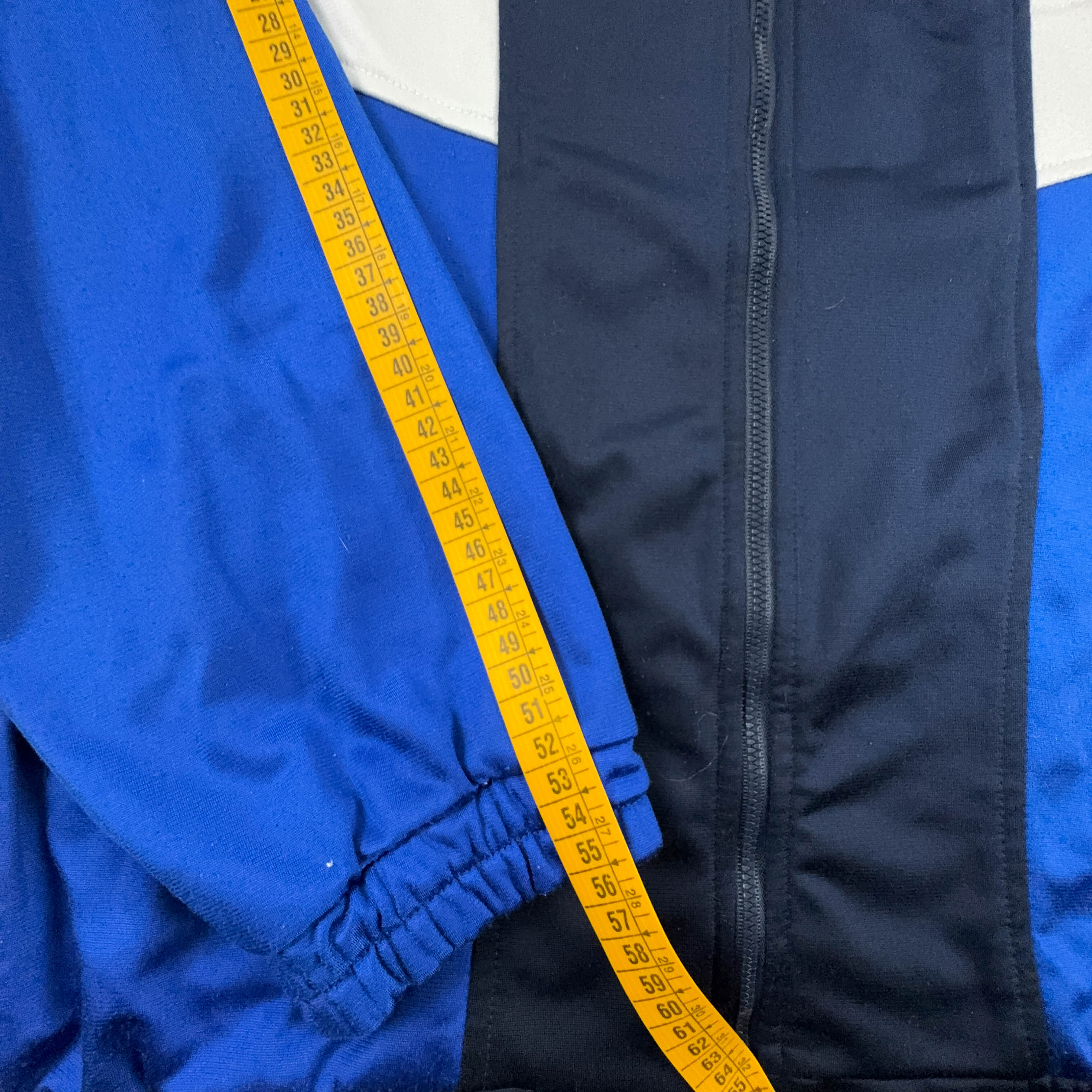 Felpa Fila Vintage blu geometrica con zip anni 90 - Taglia I50 uomo
