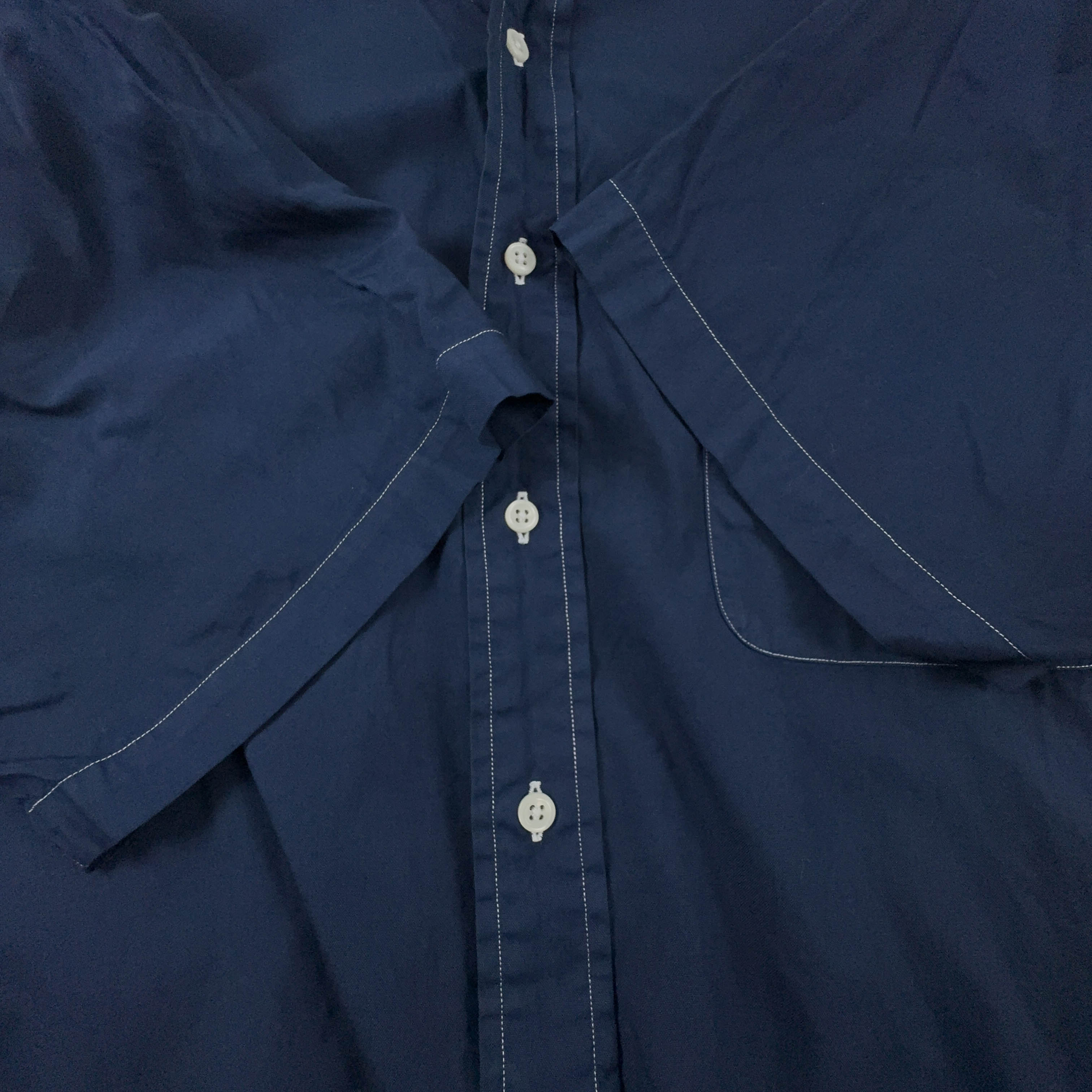 Camicia Ralph Lauren blu scura tinta unita in cotone manica corta - Taglia L/XL uomo