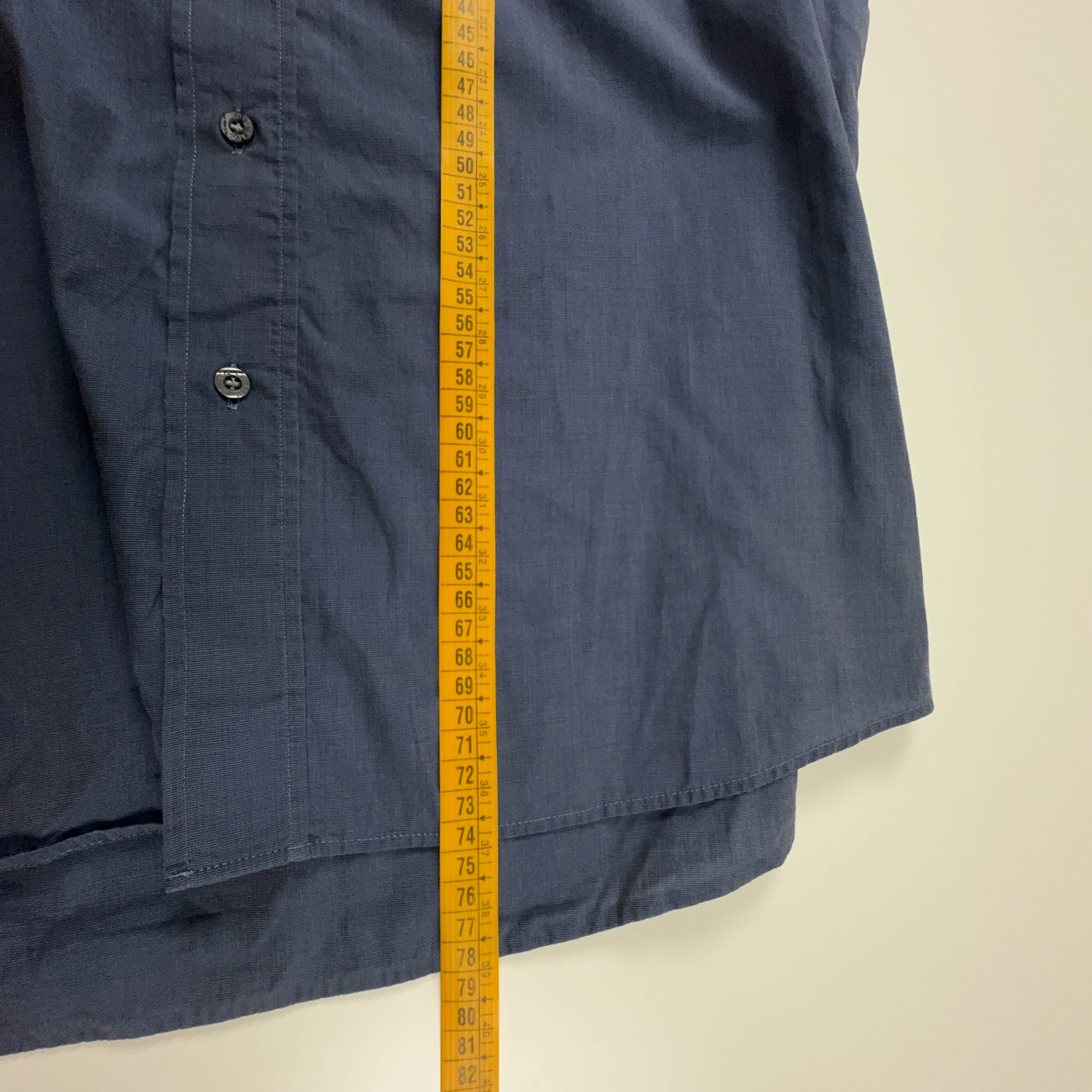 Camicia Lacoste blu tinta unita in cotone manica corta - Taglia 42 uomo