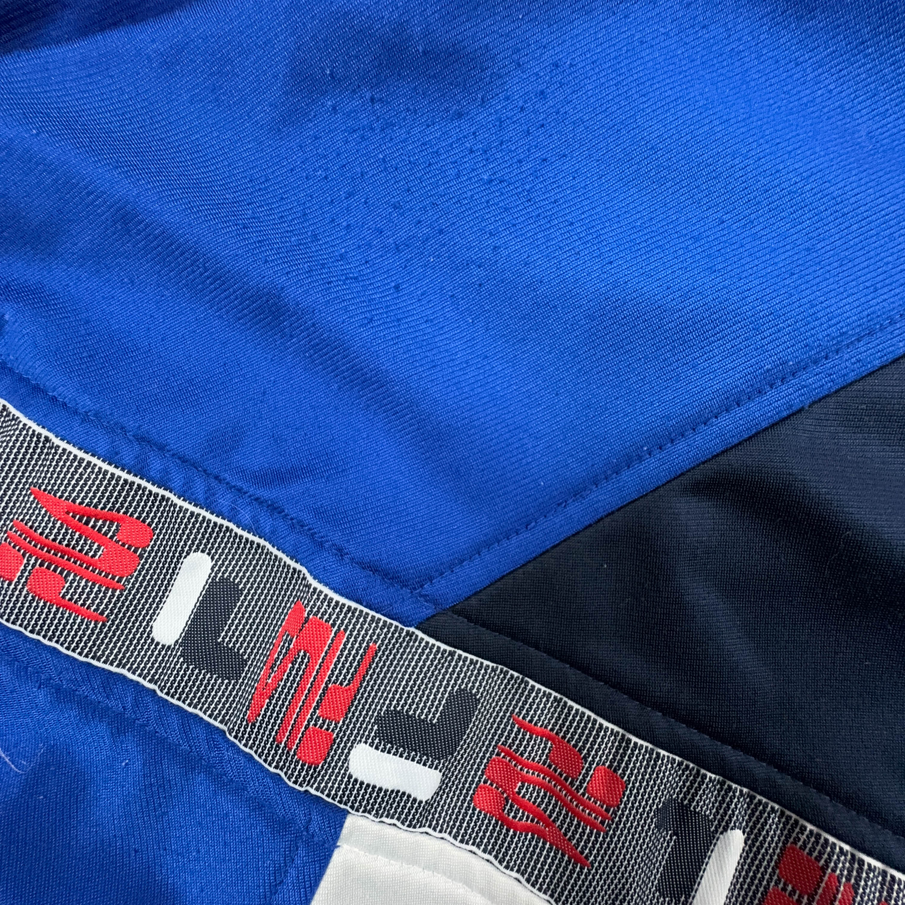 Felpa Fila Vintage blu geometrica con zip anni 90 - Taglia I50 uomo