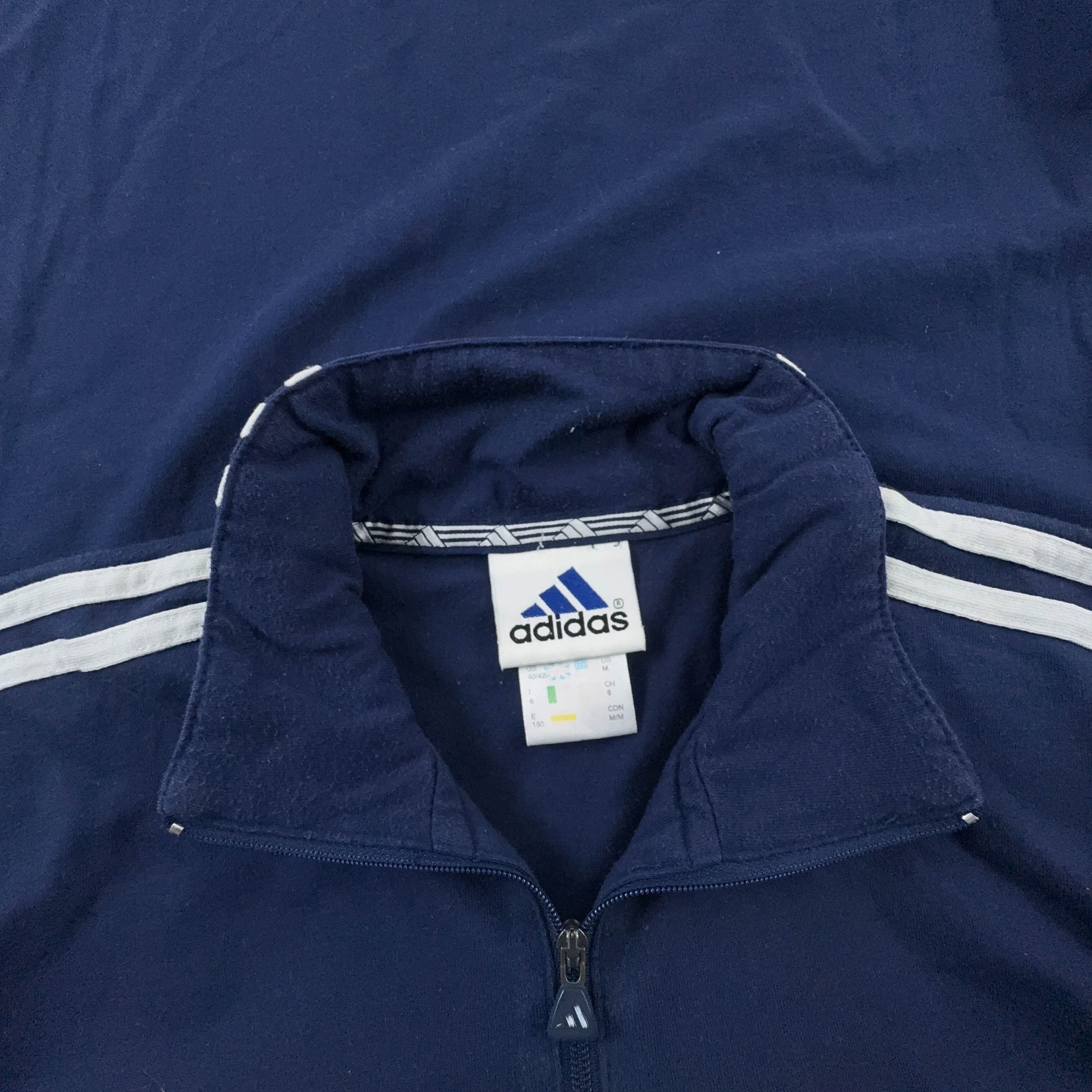 Felpa Adidas Vintage blu scura con zip anni 90 Taglia L uomo - Main Image