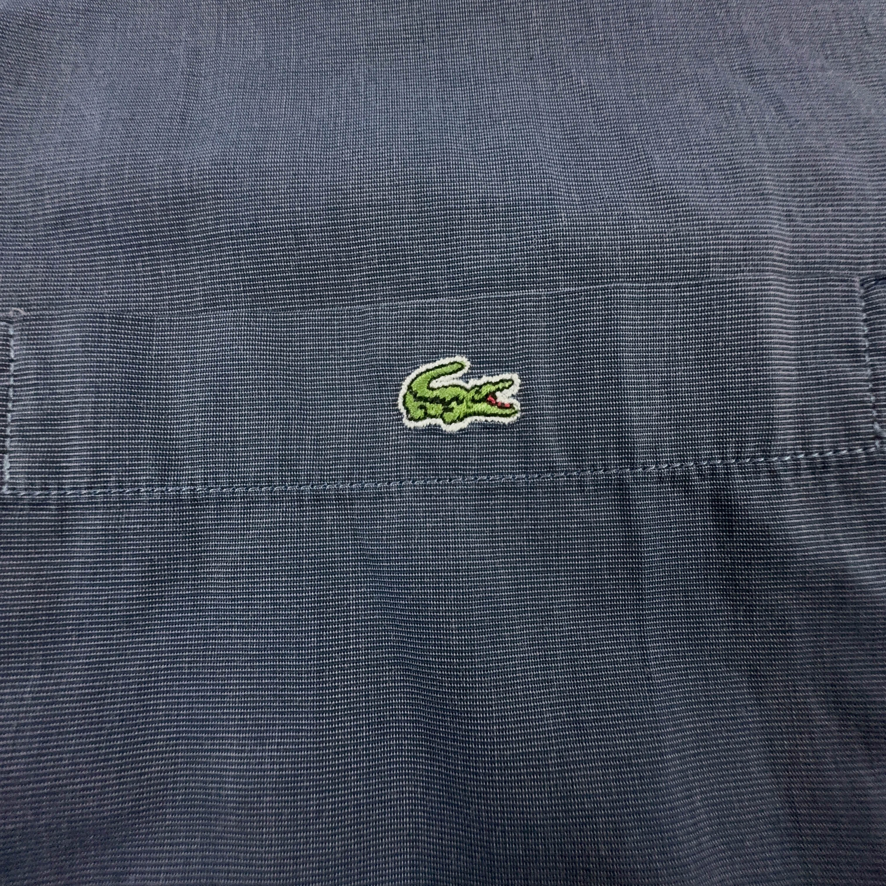 Camicia Lacoste blu tinta unita in cotone manica corta - Taglia 42 uomo