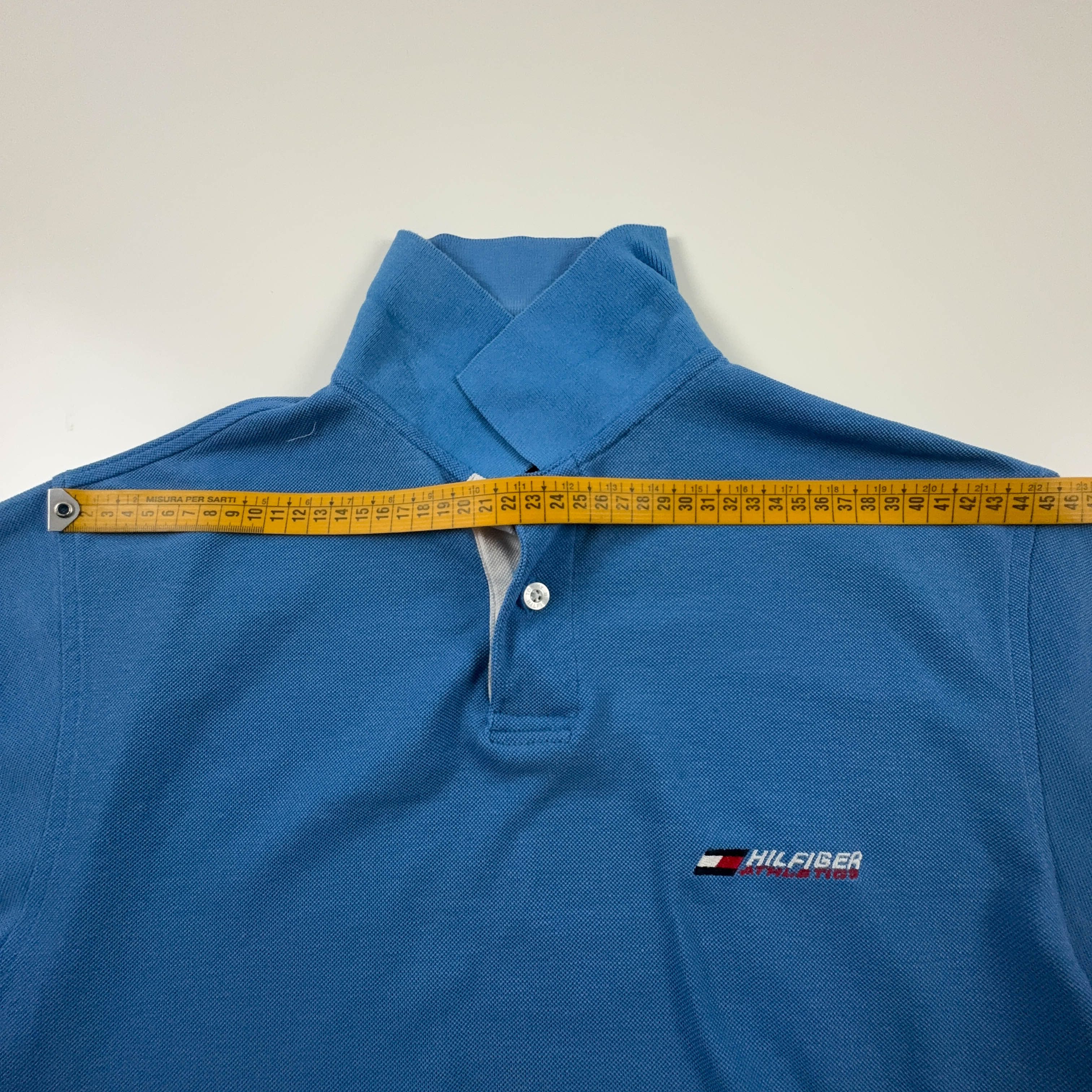 Polo Tommy Hilfiger Athletics Vintage azzurra in cotone anni 00 - Taglia S uomo