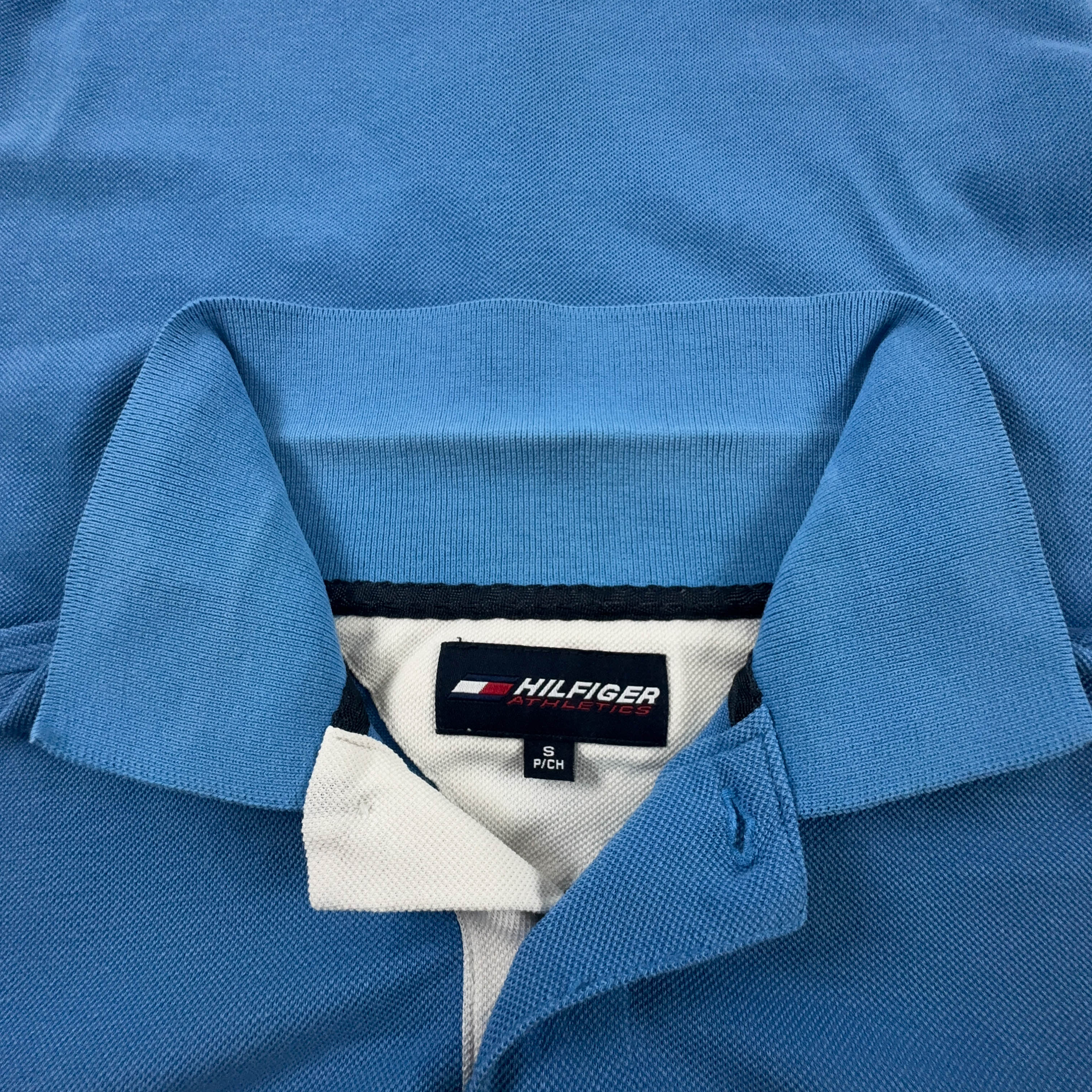 Polo Tommy Hilfiger Athletics Vintage azzurra in cotone anni 00 - Taglia S uomo