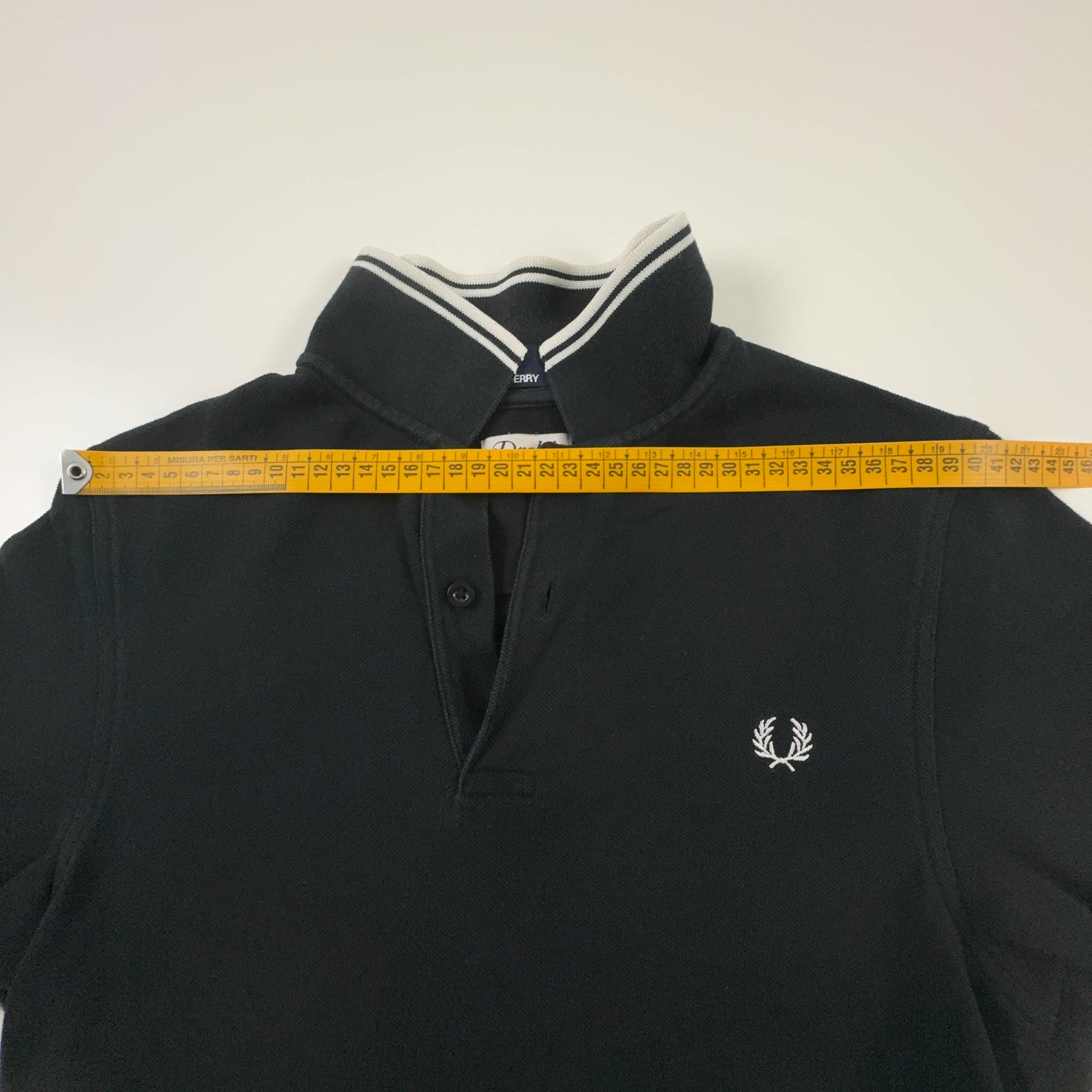 Polo Fred Perry nera tinta unita Drake's print manica corta - Taglia S uomo