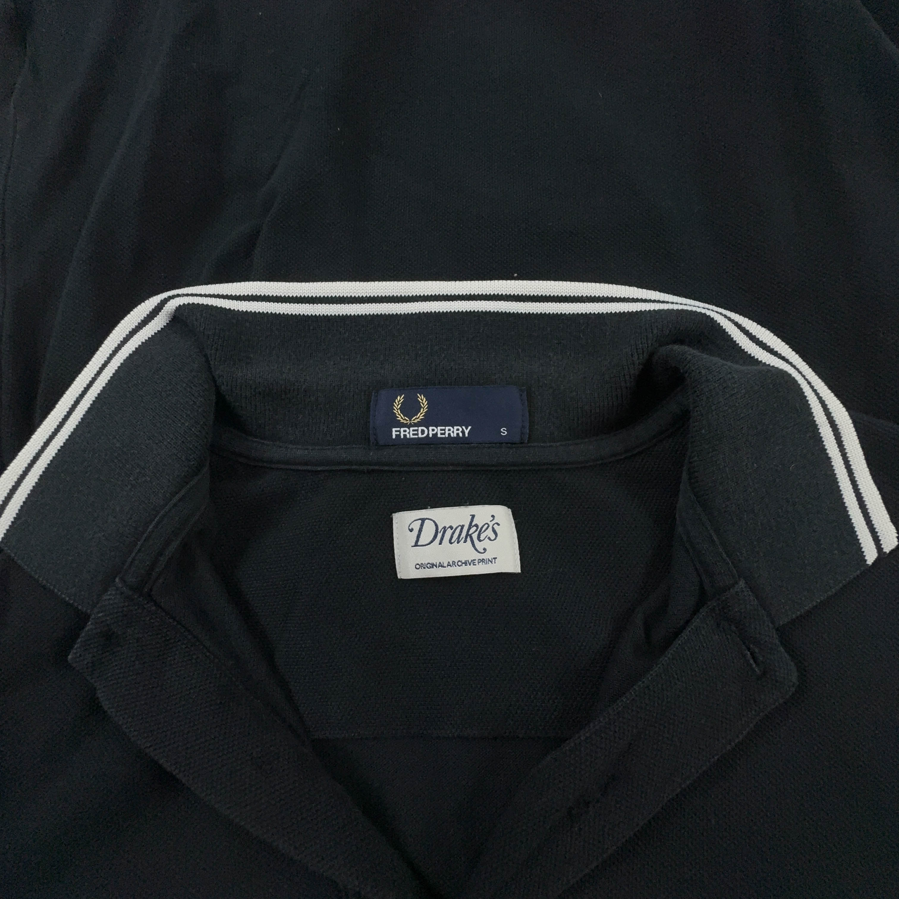 Polo Fred Perry nera tinta unita Drake's print manica corta - Taglia S uomo