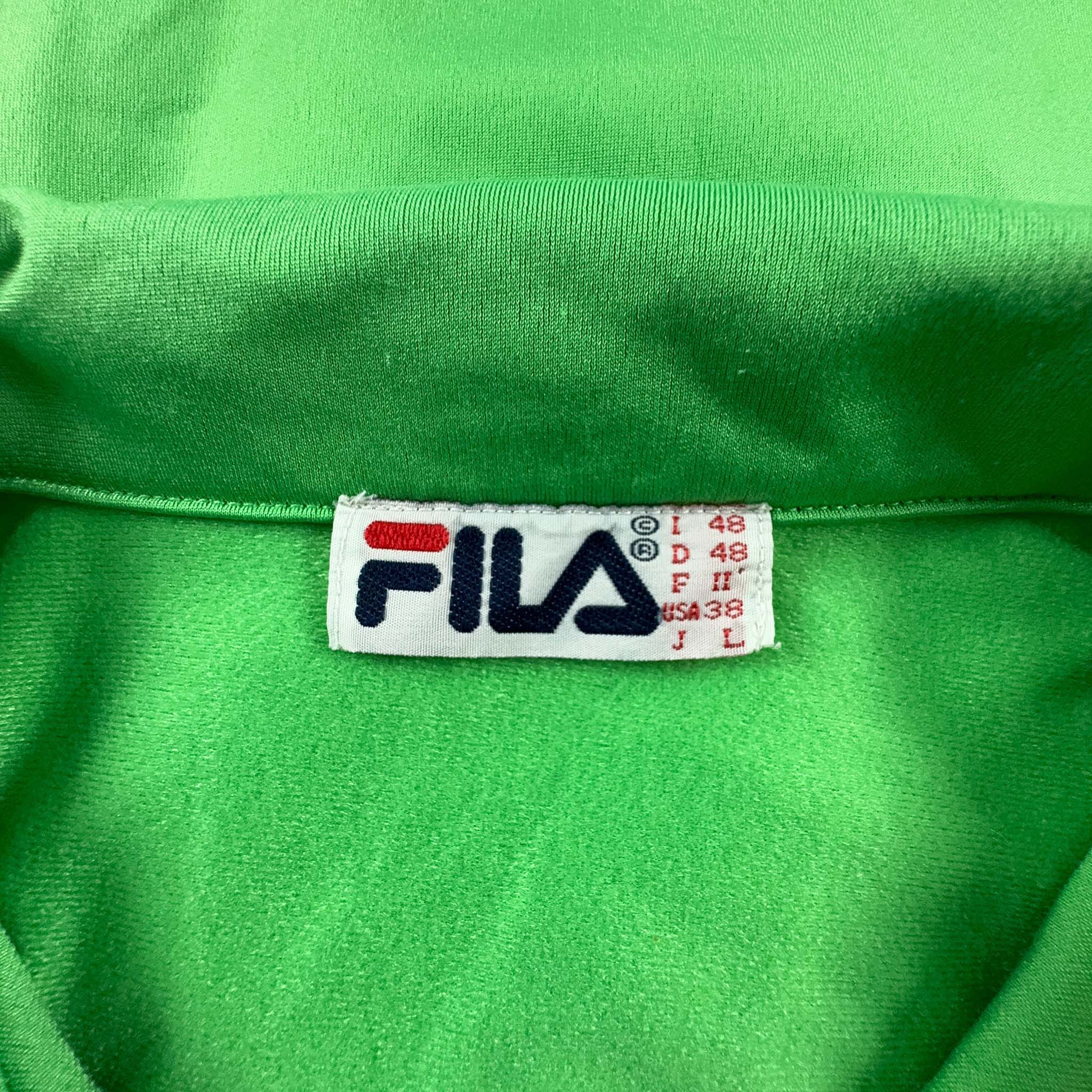 Felpa Fila Vintage verde con zip anni 90 - Taglia M/L uomo