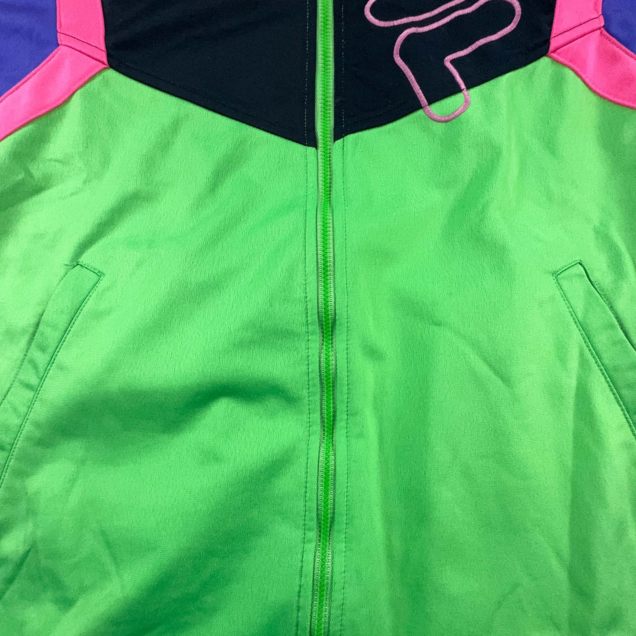 Felpa Fila Vintage verde con zip anni 90 - Taglia M/L uomo