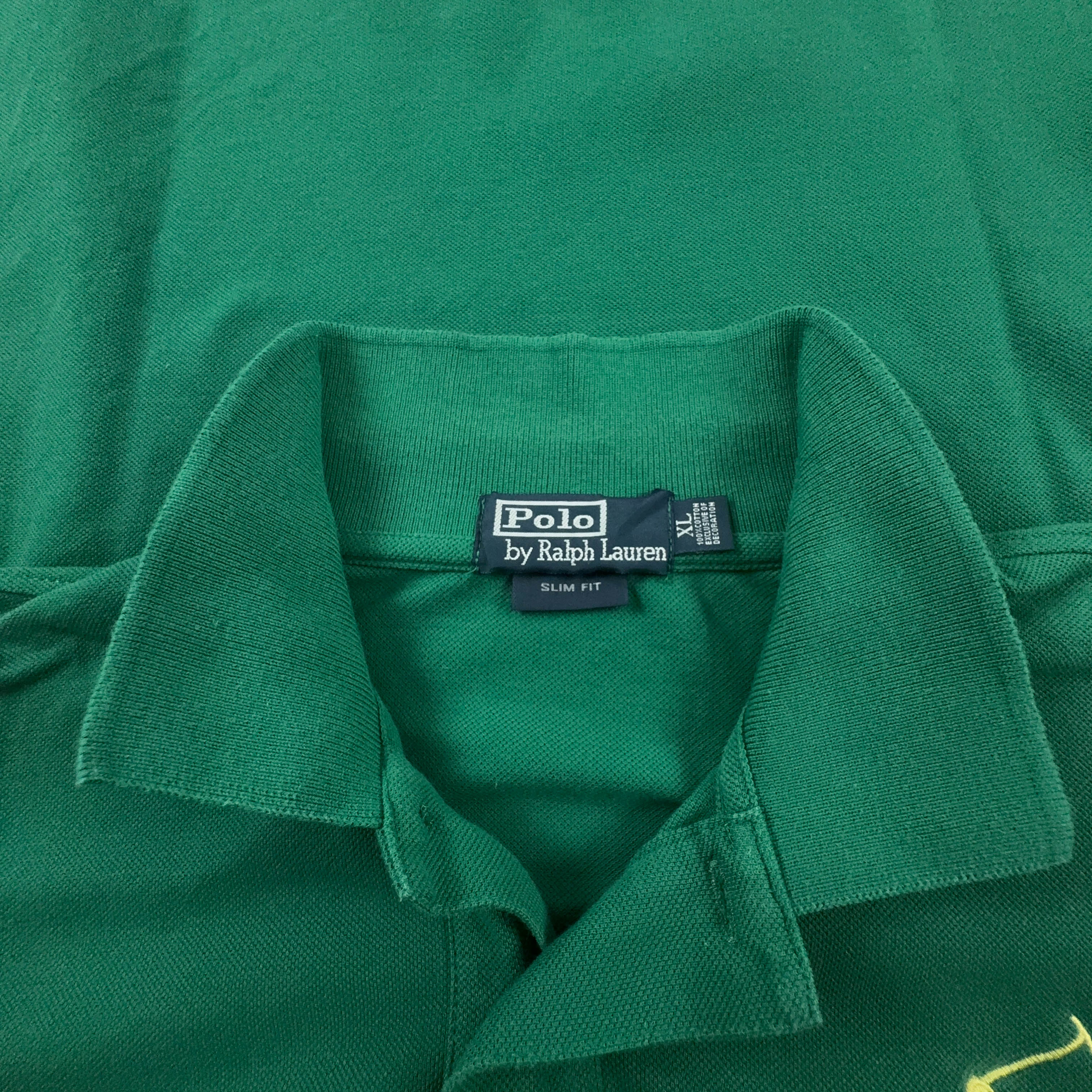 Polo Ralph Lauren verde tinta unita in cotone manica corta - Taglia L uomo