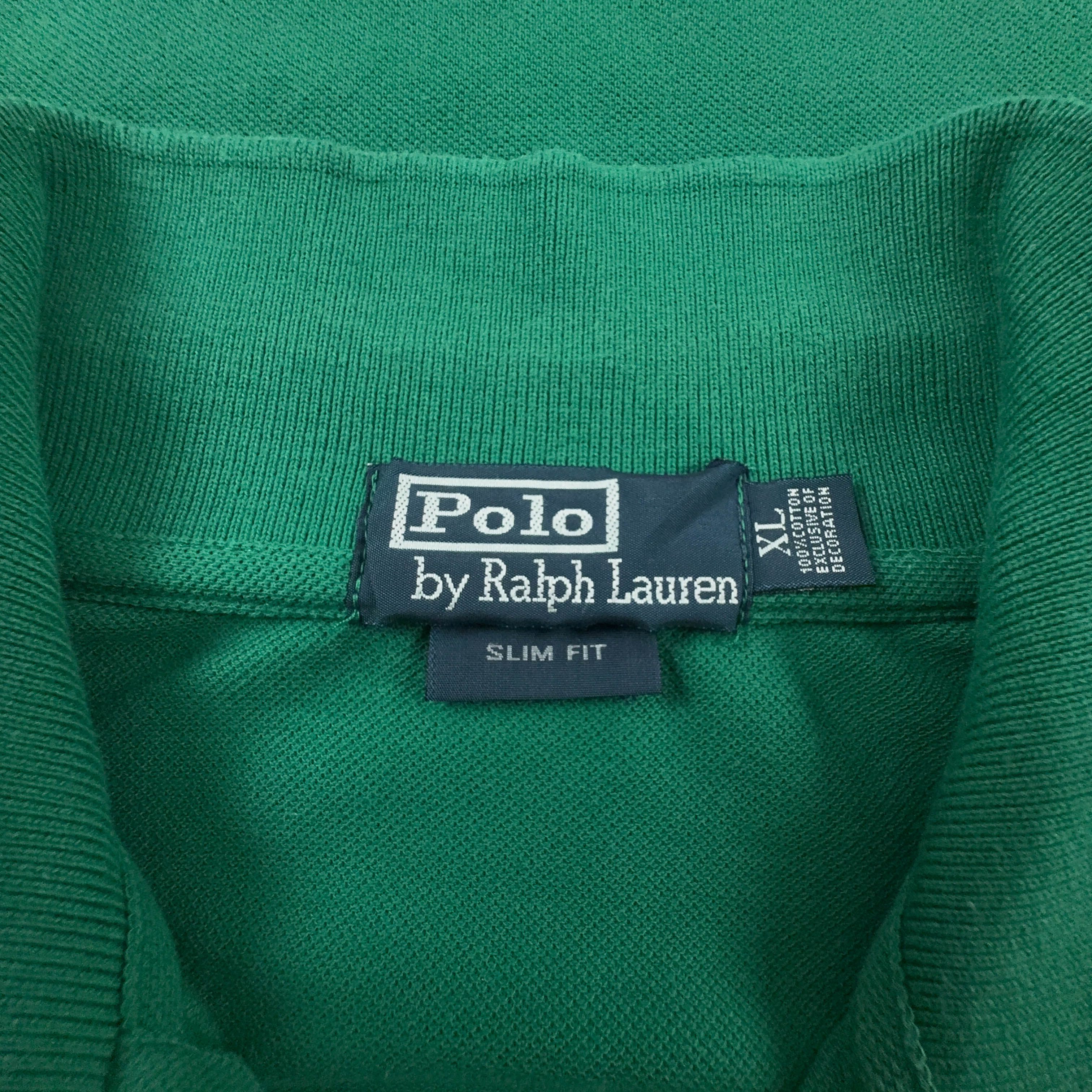 Polo Ralph Lauren verde tinta unita in cotone manica corta - Taglia L uomo