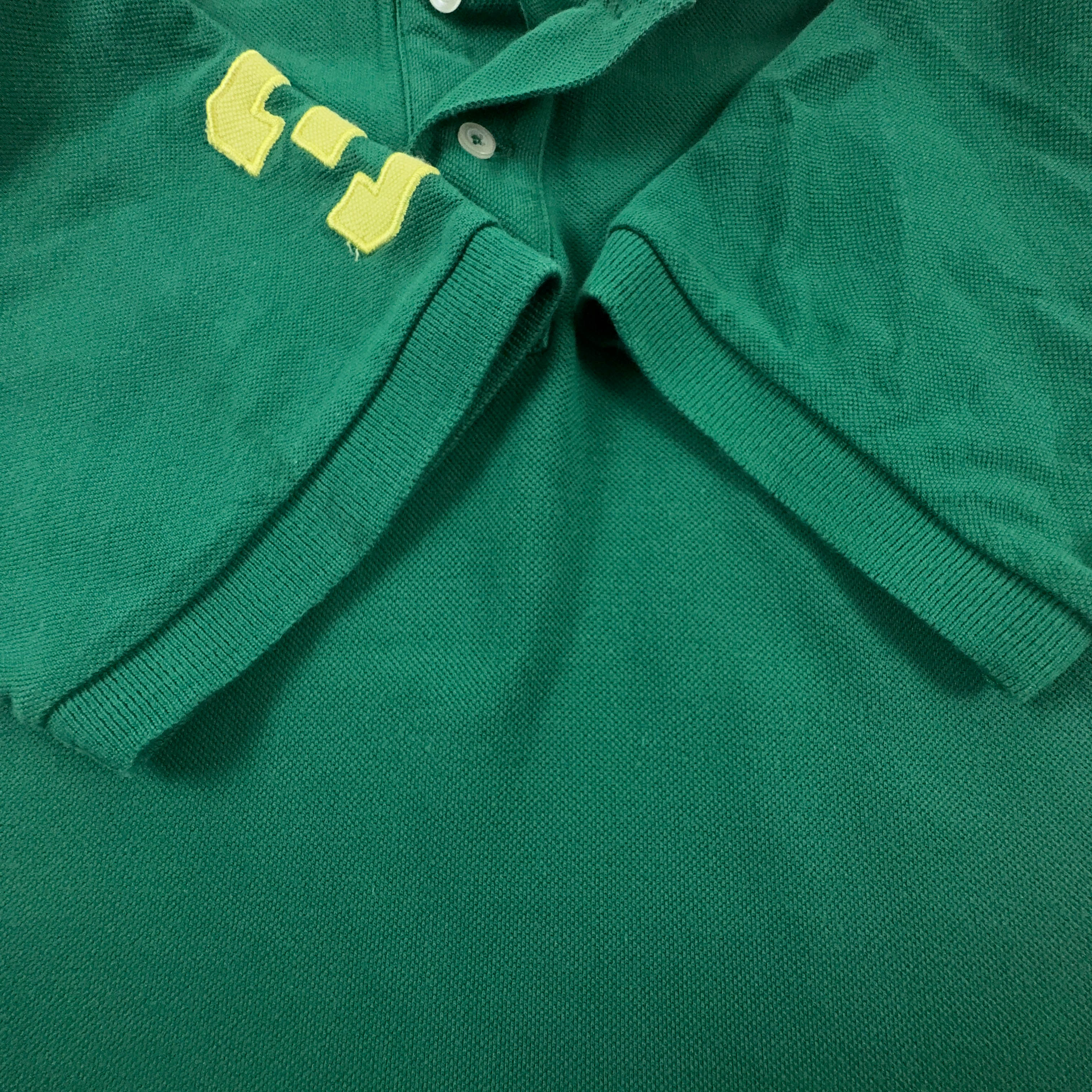 Polo Ralph Lauren verde tinta unita in cotone manica corta - Taglia L uomo