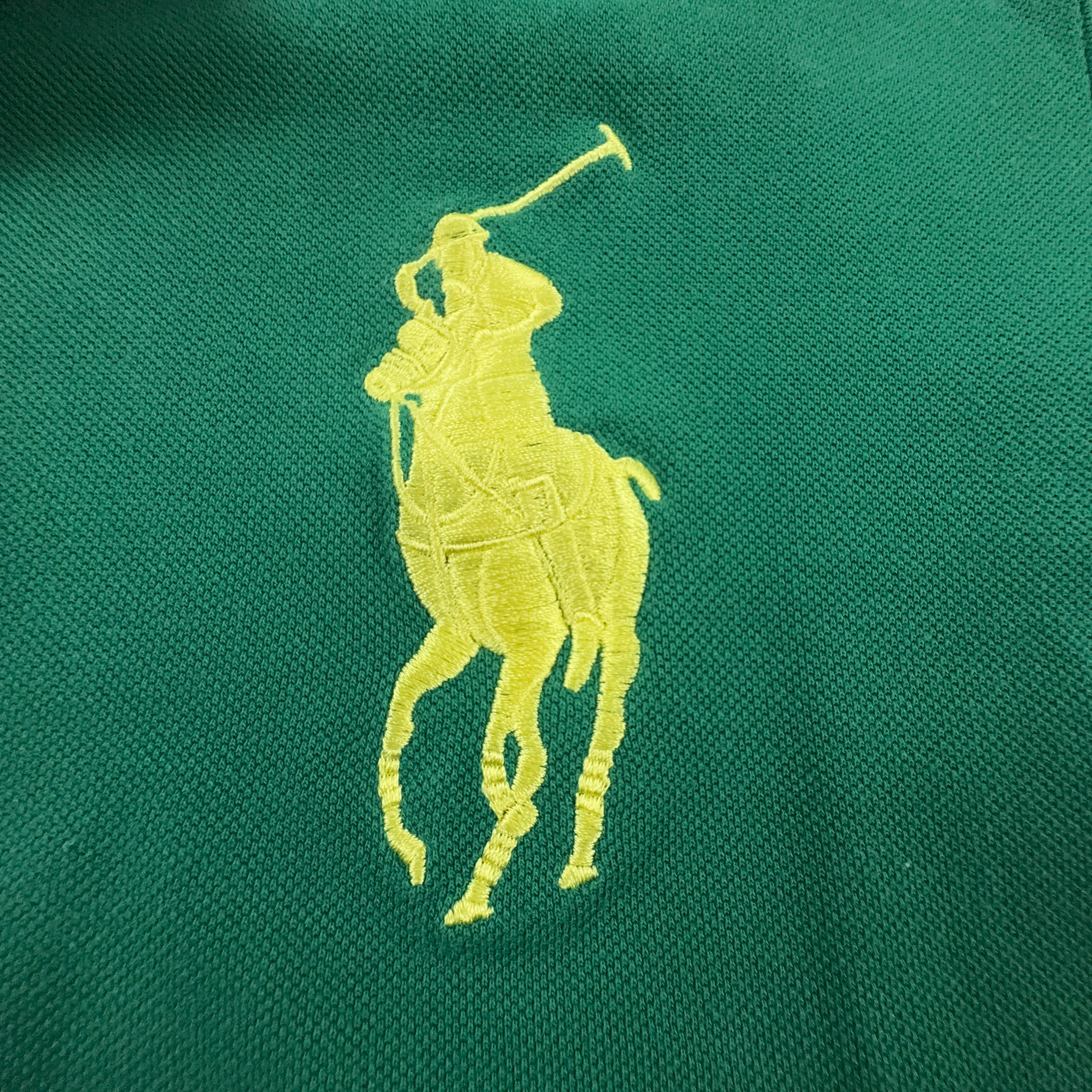Polo Ralph Lauren verde tinta unita in cotone manica corta - Taglia L uomo
