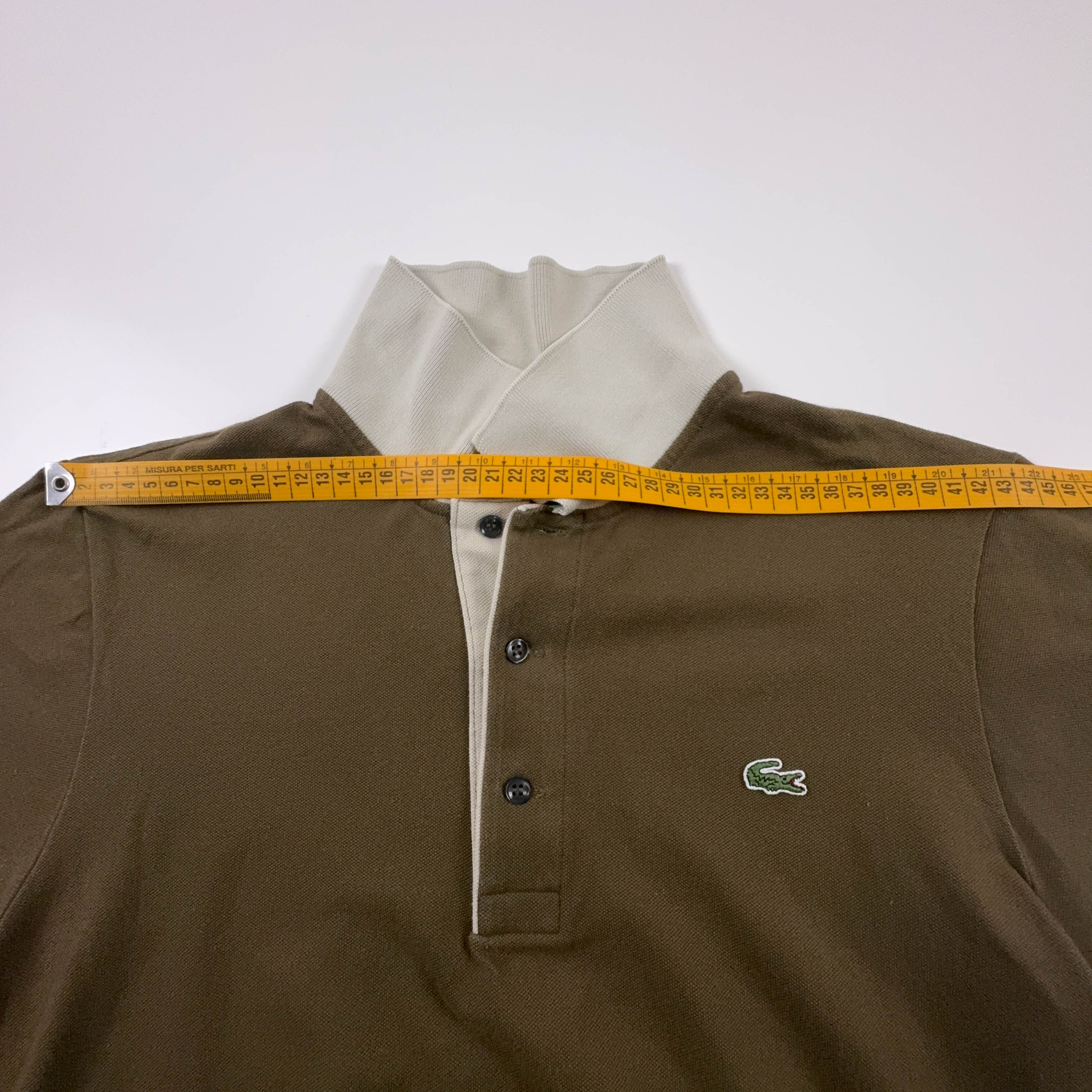 Polo Lacoste marrone e crema in cotone manica corta - Taglia 4 uomo
