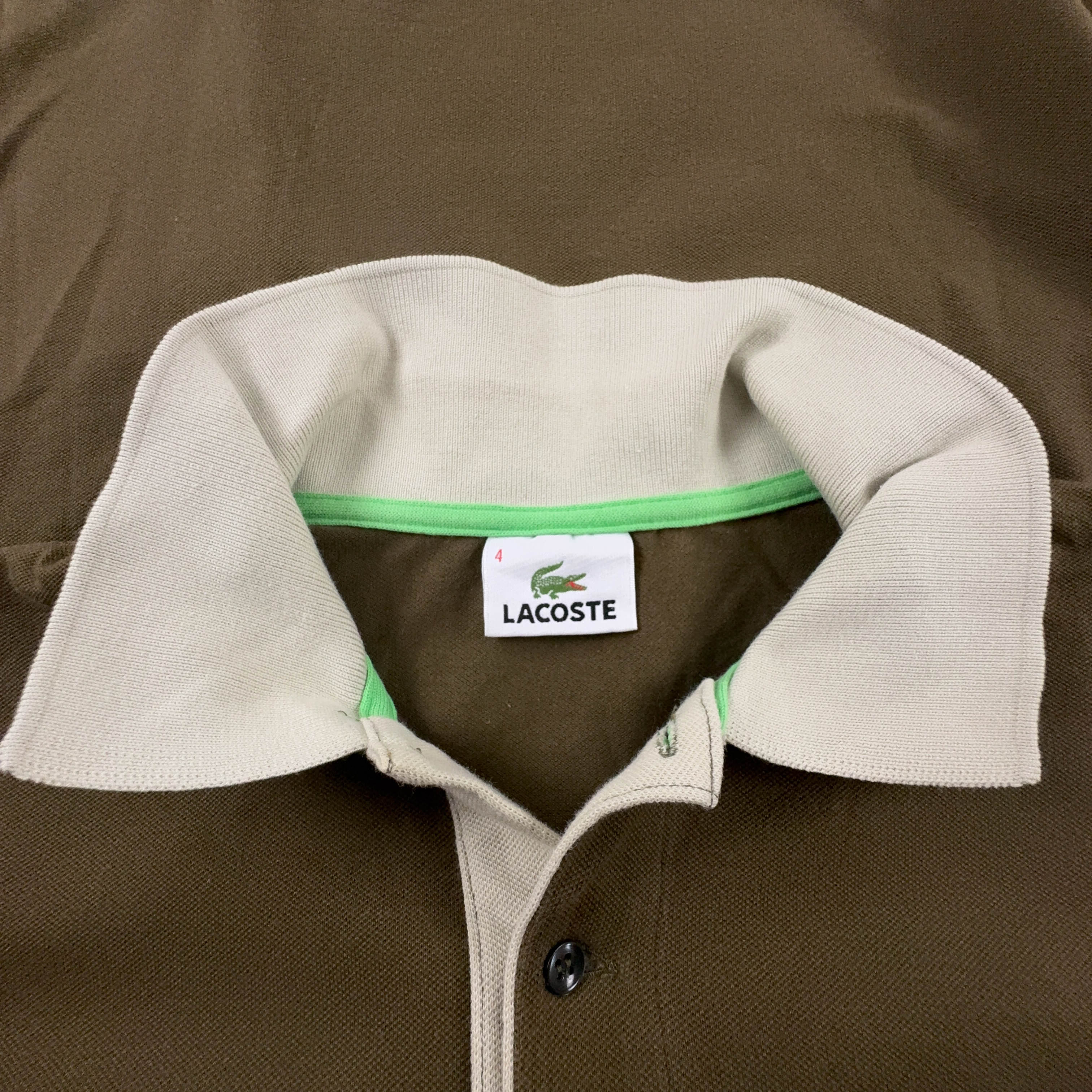 Polo Lacoste marrone e crema in cotone manica corta - Taglia 4 uomo