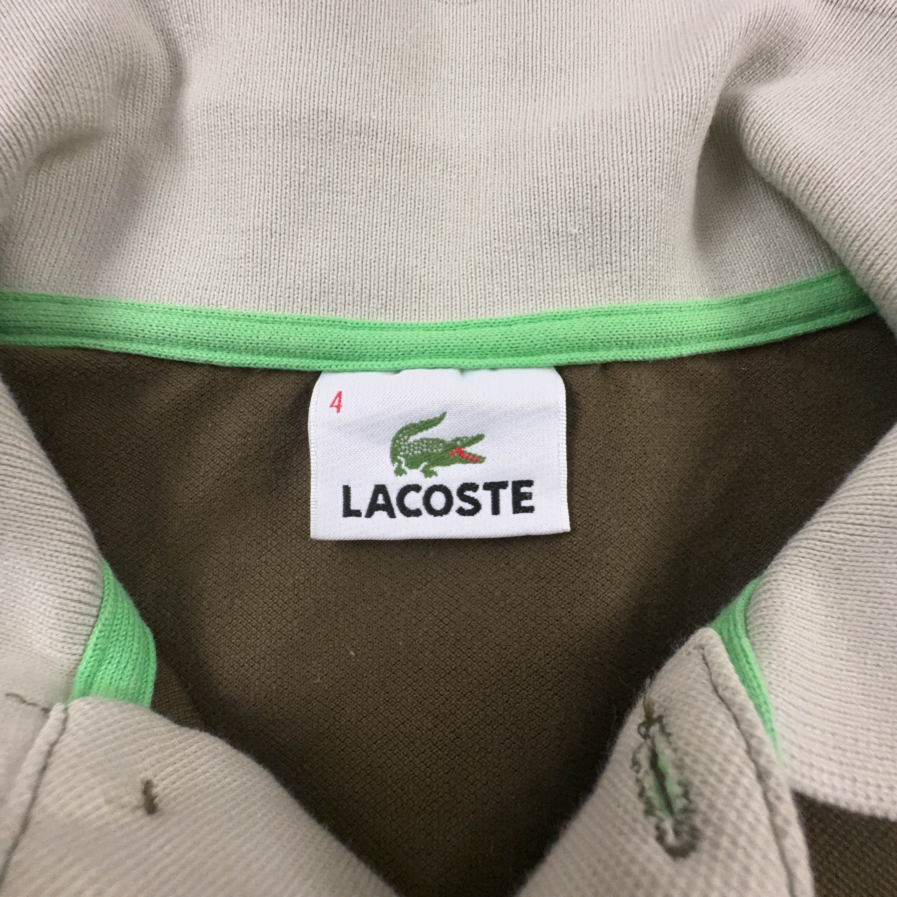 Polo Lacoste marrone e crema in cotone manica corta - Taglia 4 uomo