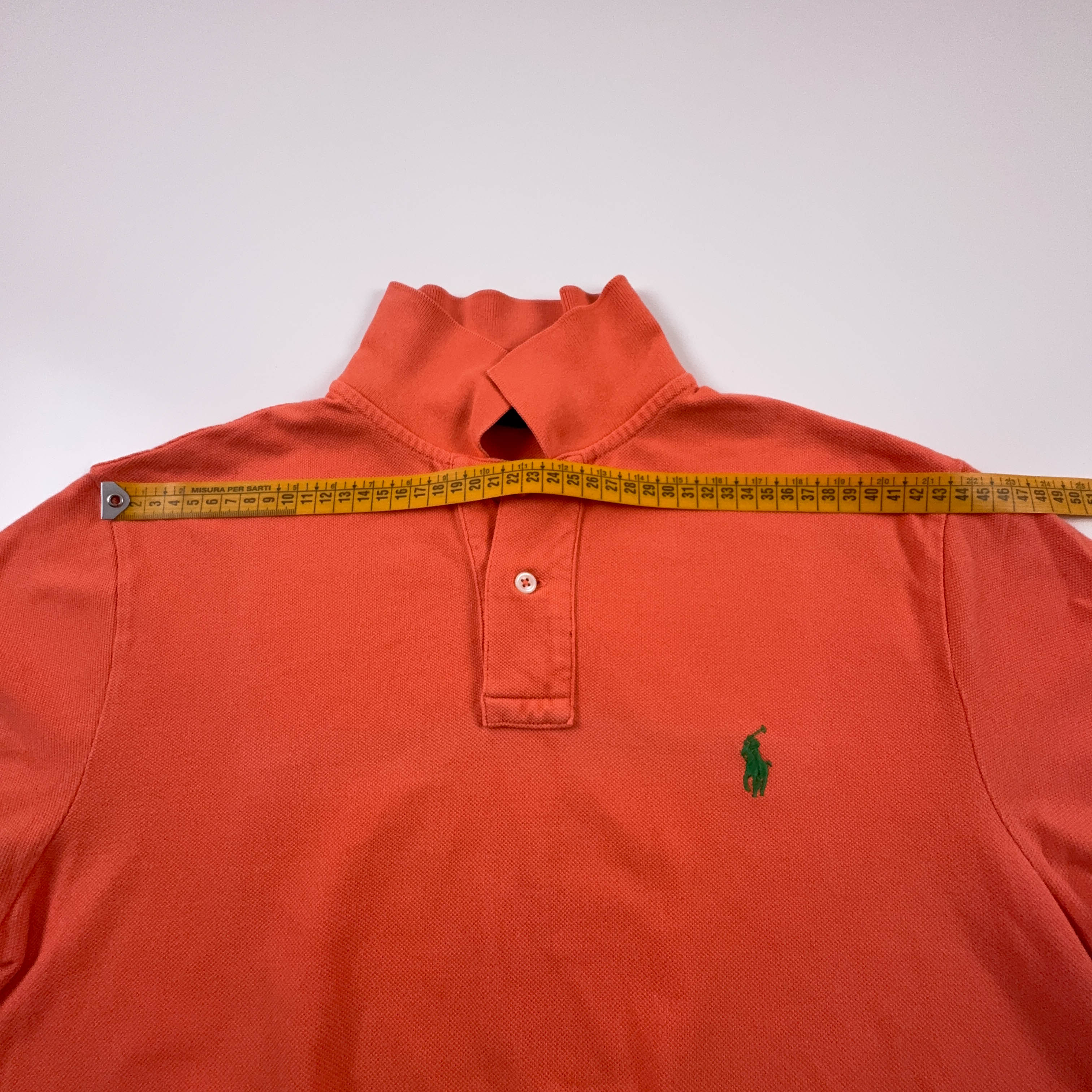 Polo Ralph Lauren arancione in cotone custom fit - Taglia M uomo