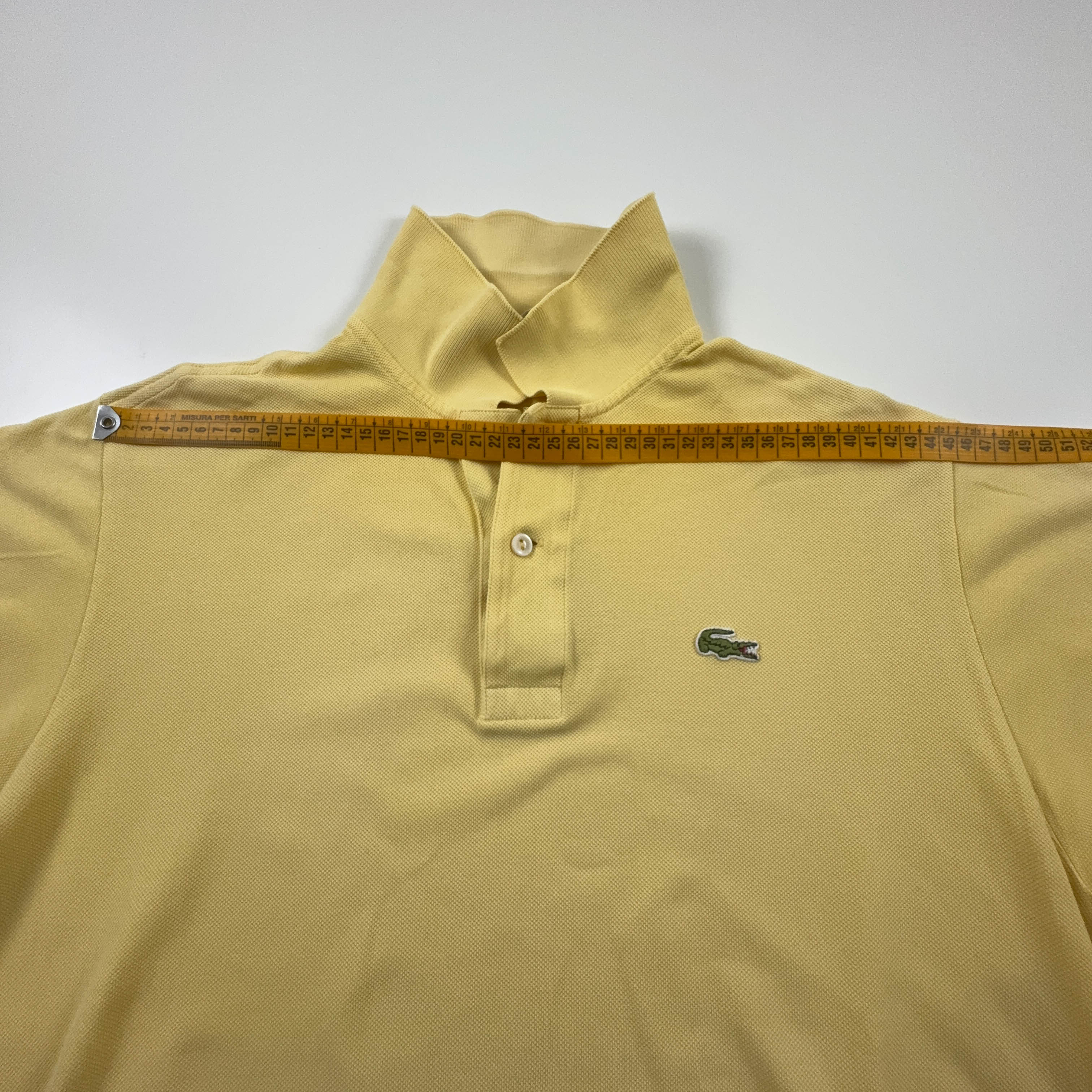 Polo Lacoste gialla tinta unita in cotone anni 90 - Taglia 6 uomo