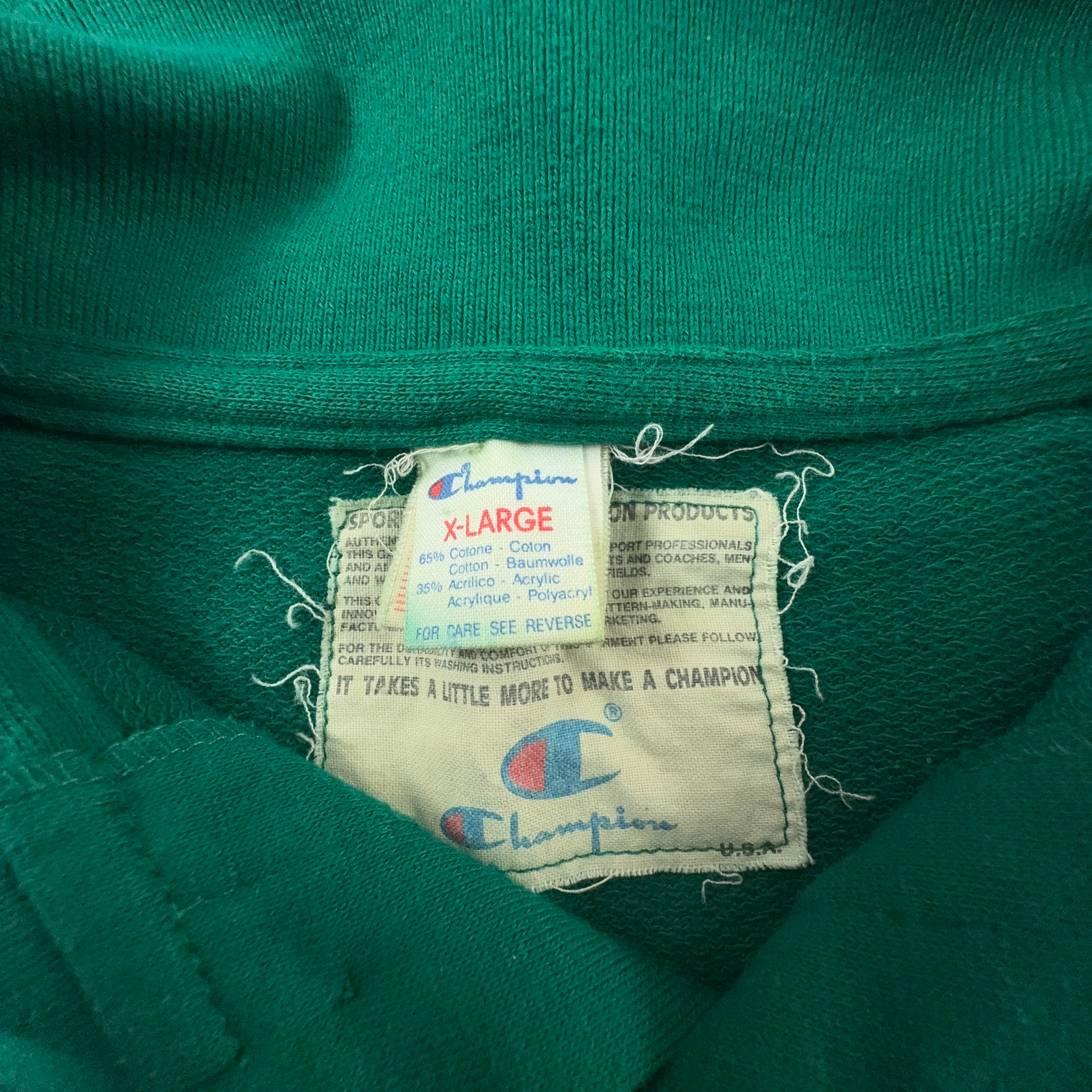 Felpa Champion Vintage a maniche corte verde con bottoni anni 80 - Taglia XL uomo