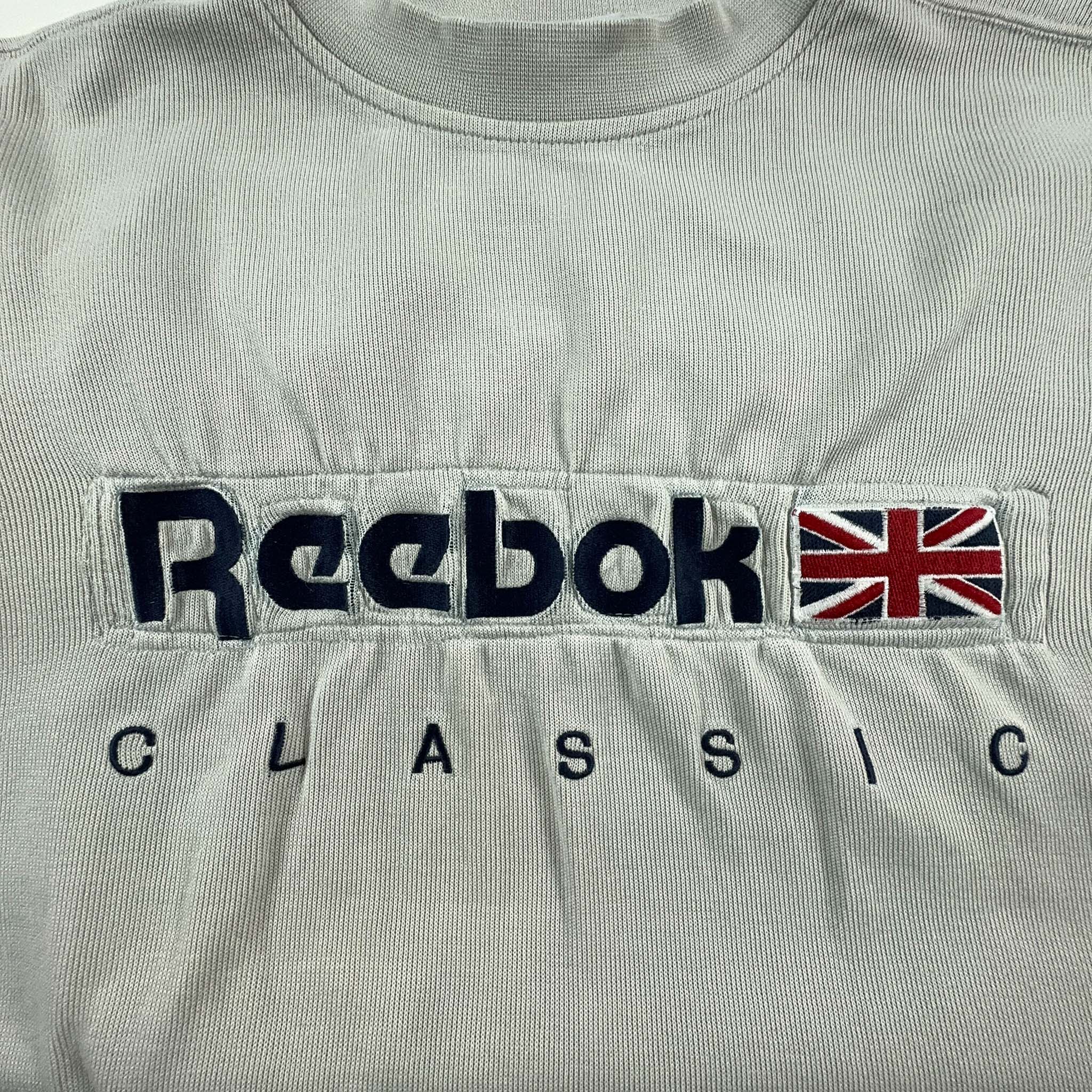 Felpa Reebok Vintage a girocollo grigia anni 90 - Taglia L/XL uomo