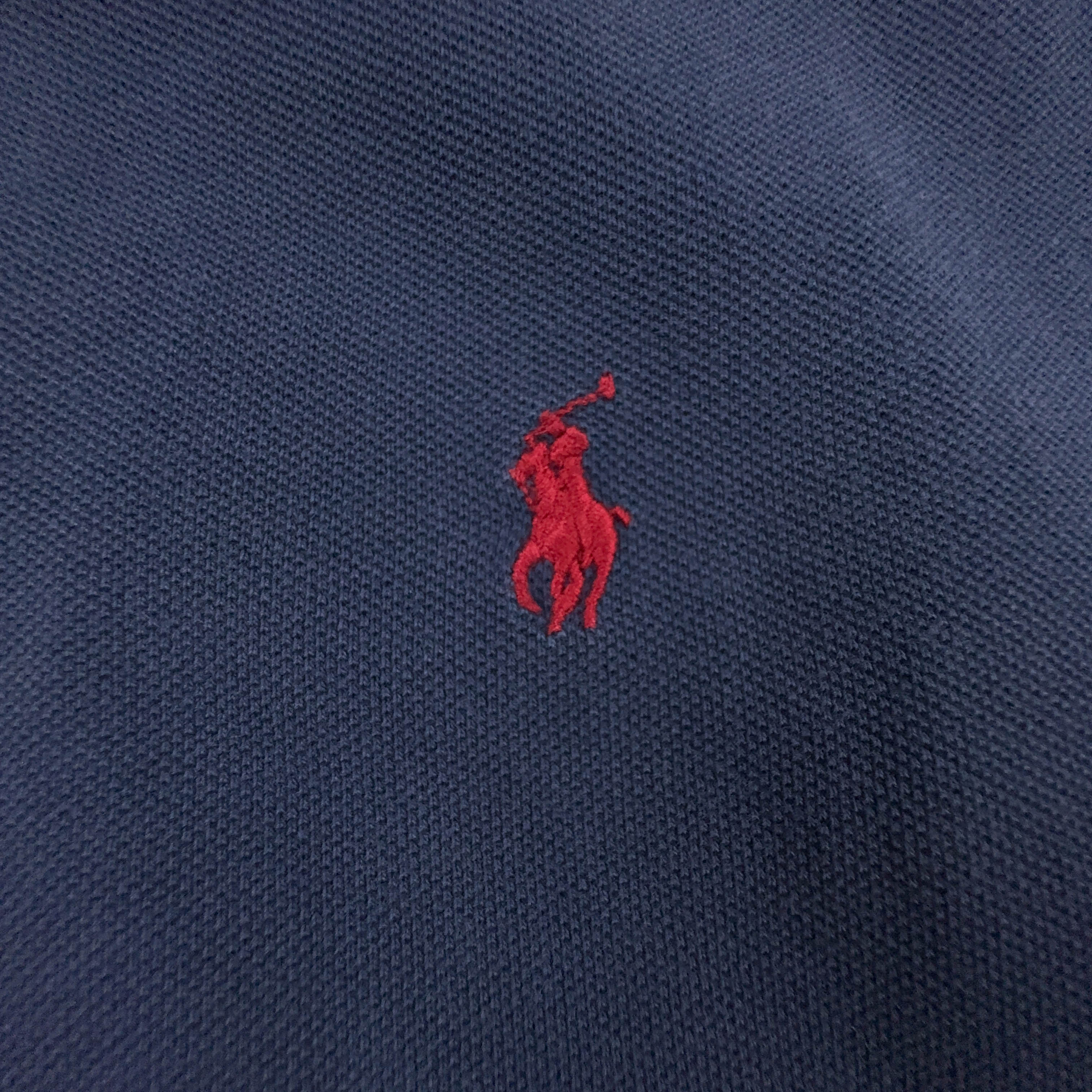 Polo Ralph Lauren blu scura tinta unita in cotone manica corta - Taglia S/M uomo